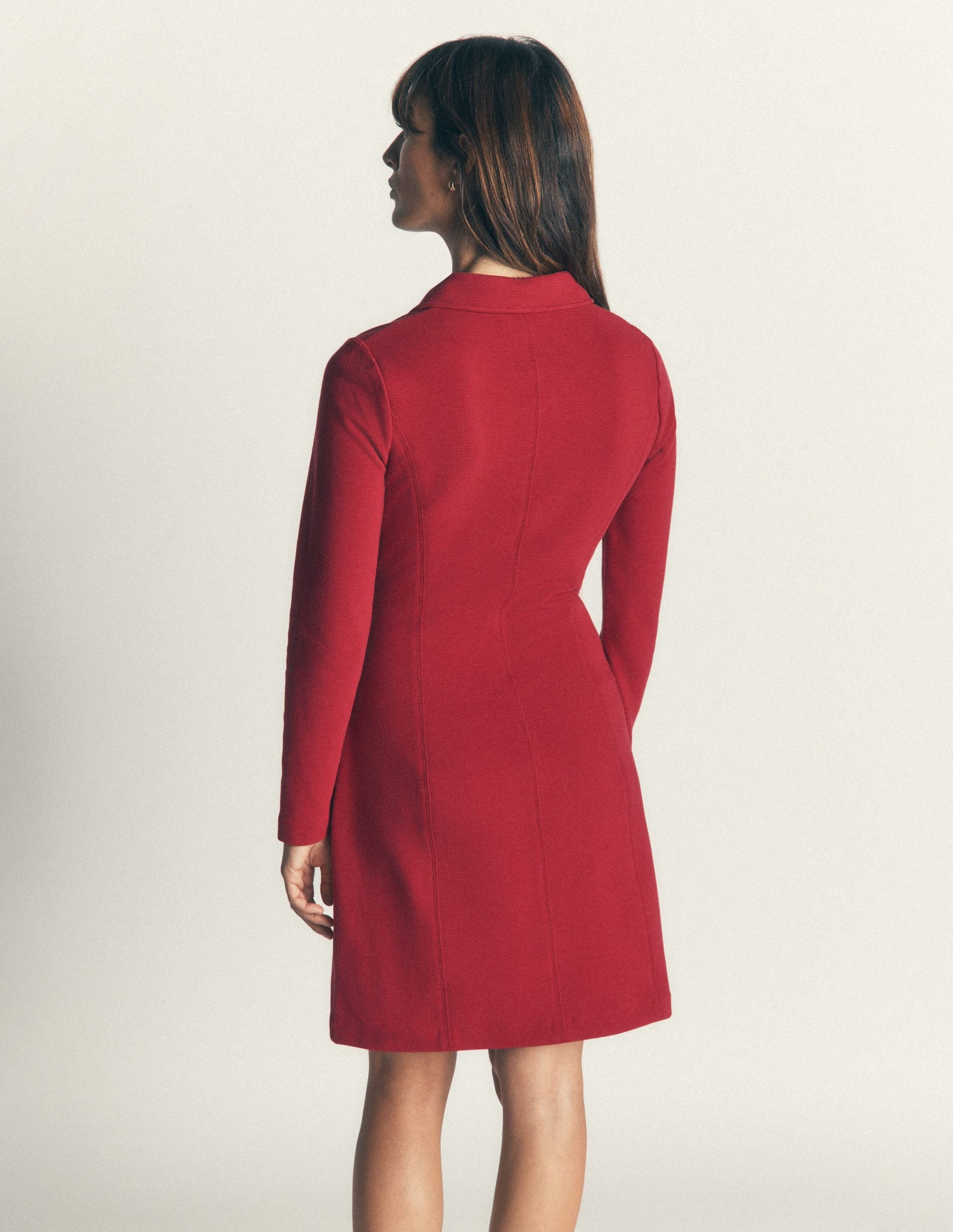 Nia Ottoman Long Sleeve Dress-Crimson red