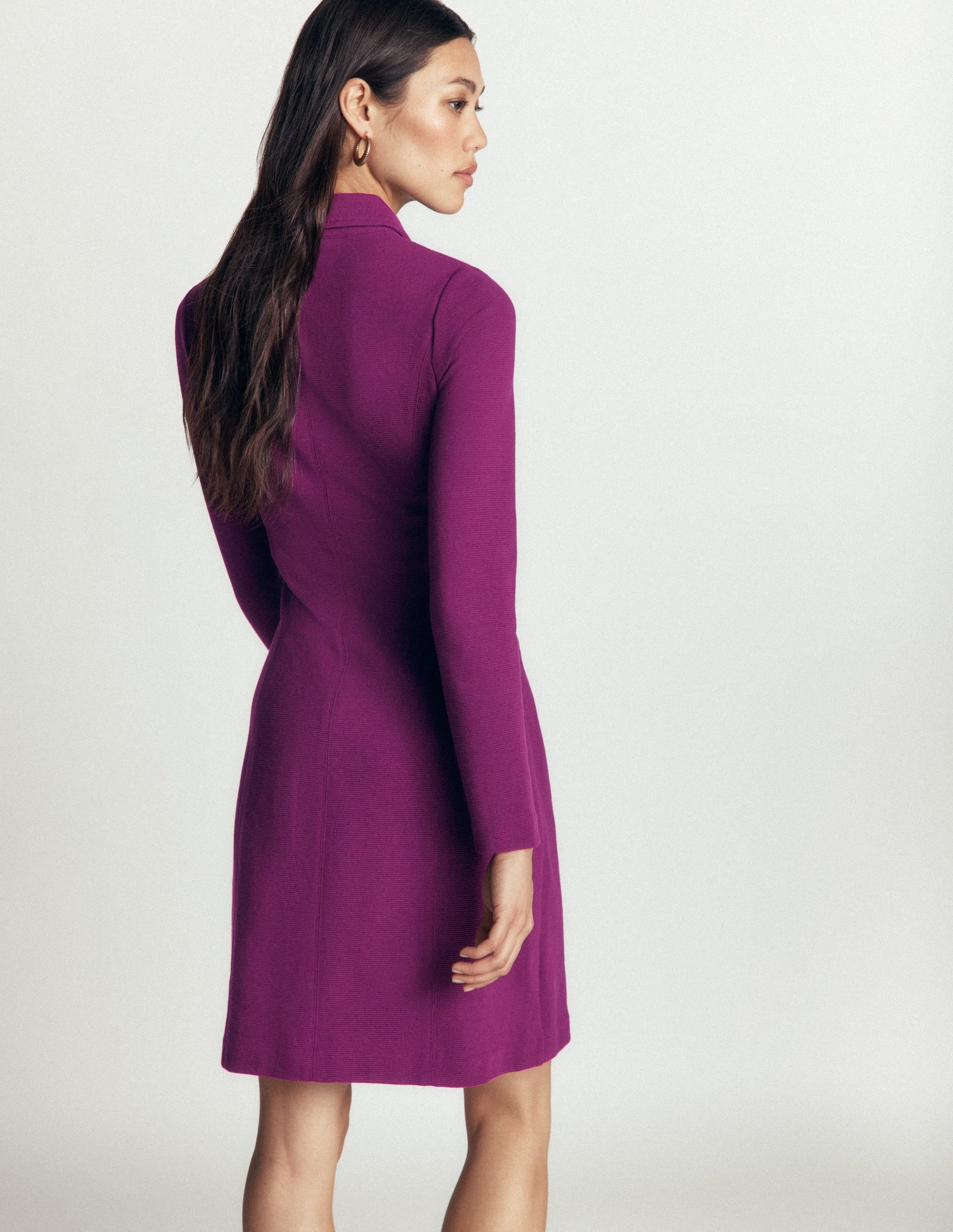 Nia Ottoman Long Sleeve Dress-Plum Jam