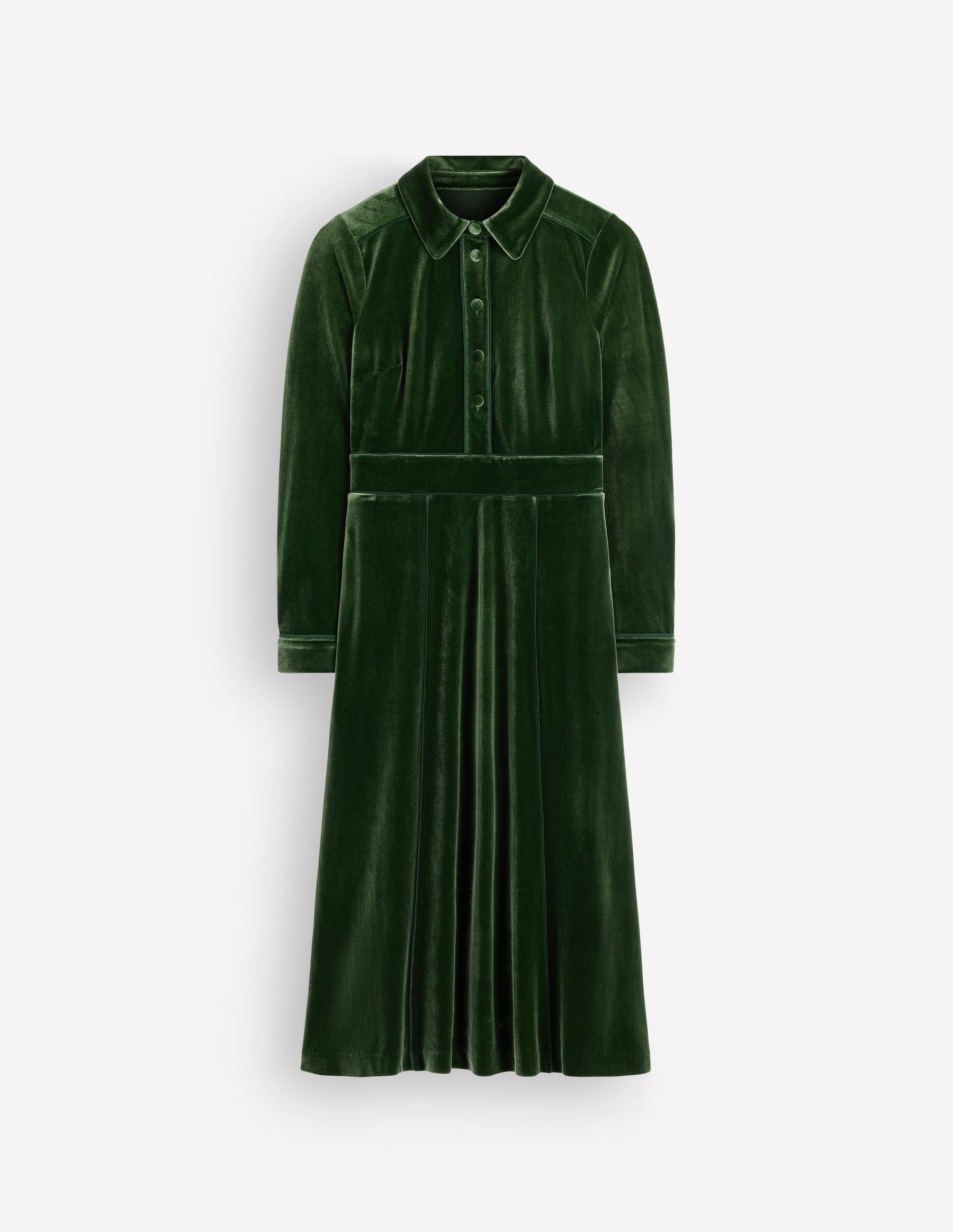 Etta Piping Velvet Dress-Douglas Fir