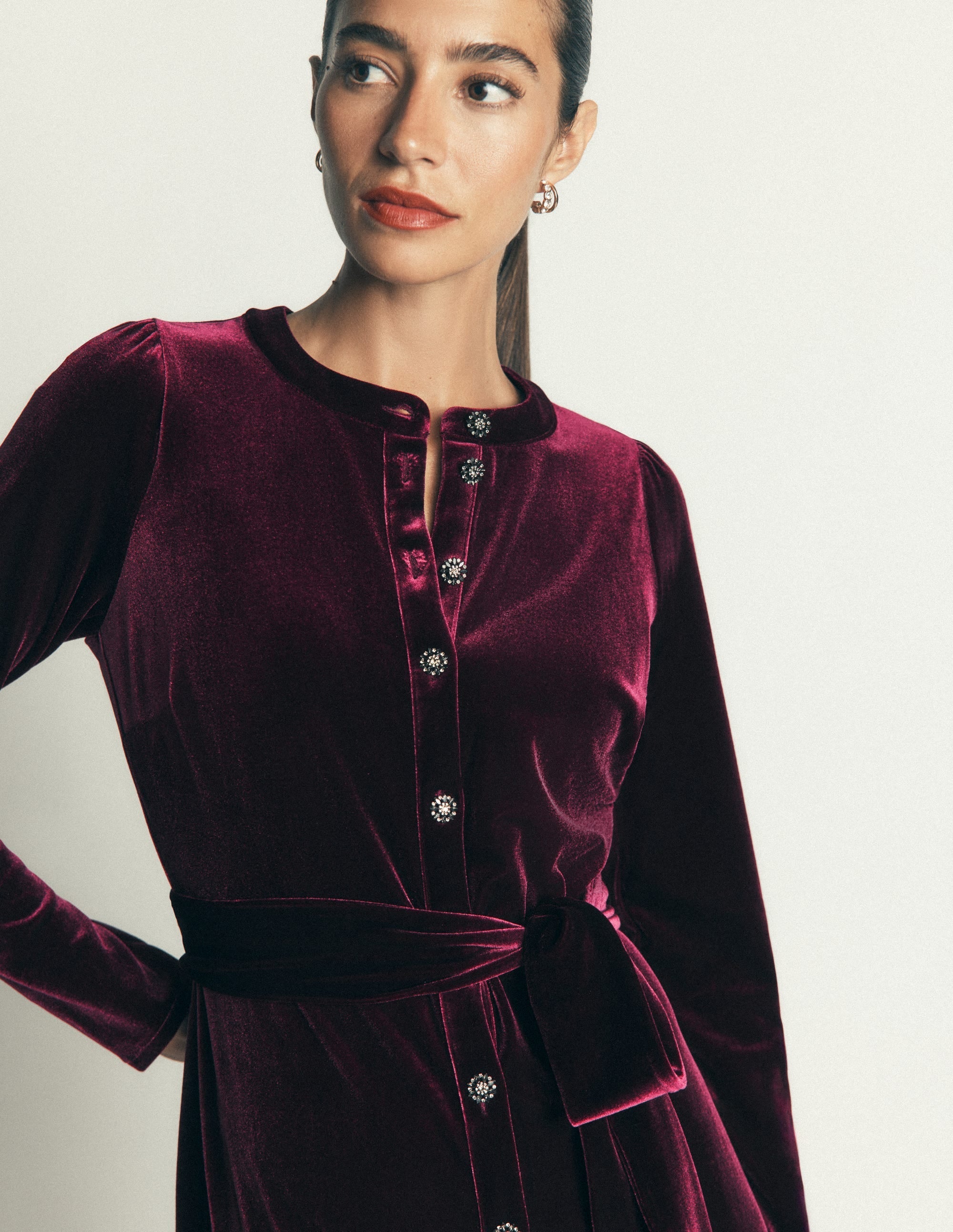 Honor Column Velvet Midi Dress-Port Royal