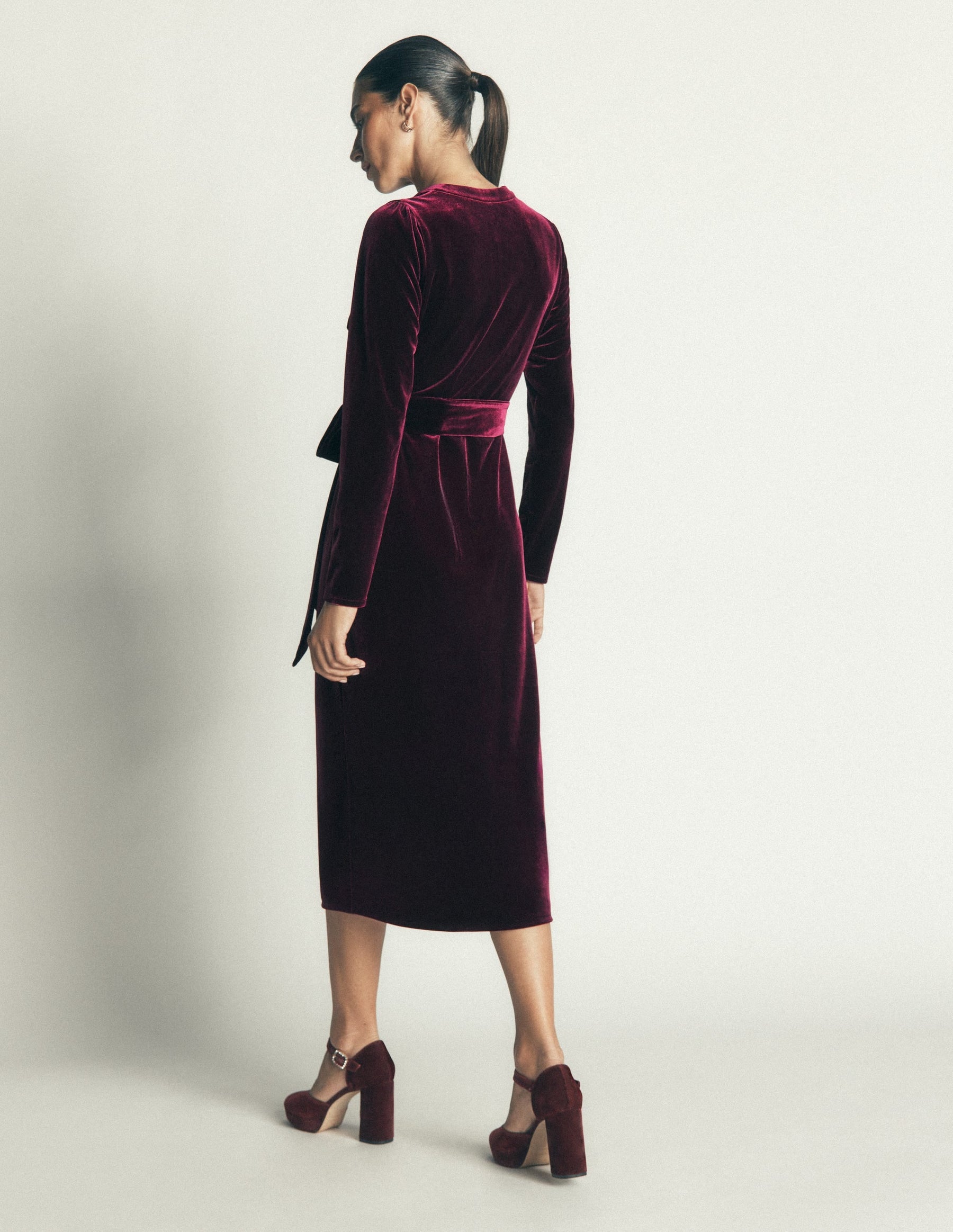 Honor Column Velvet Midi Dress-Port Royal