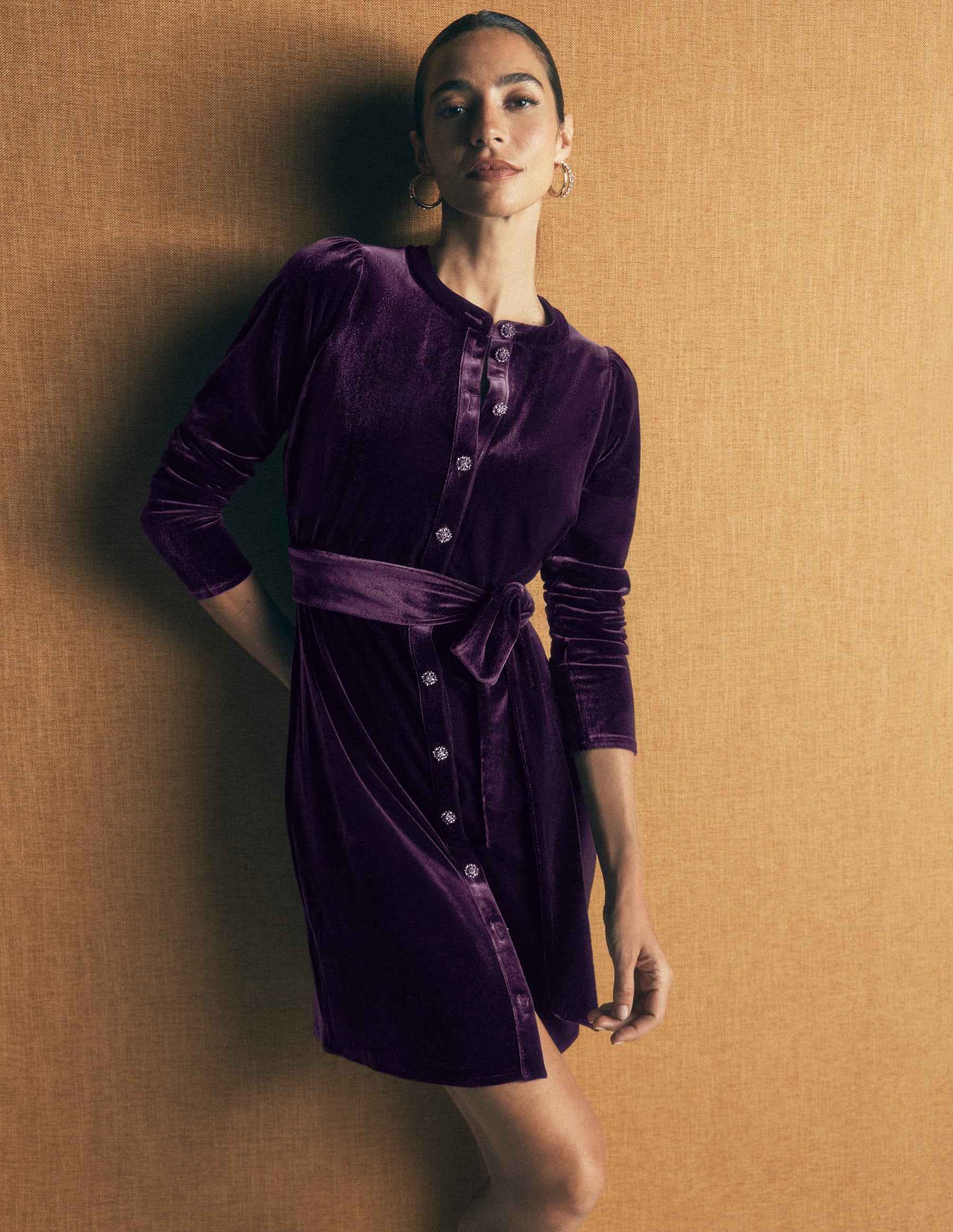 Honor Short Velvet Dress-Nightshade