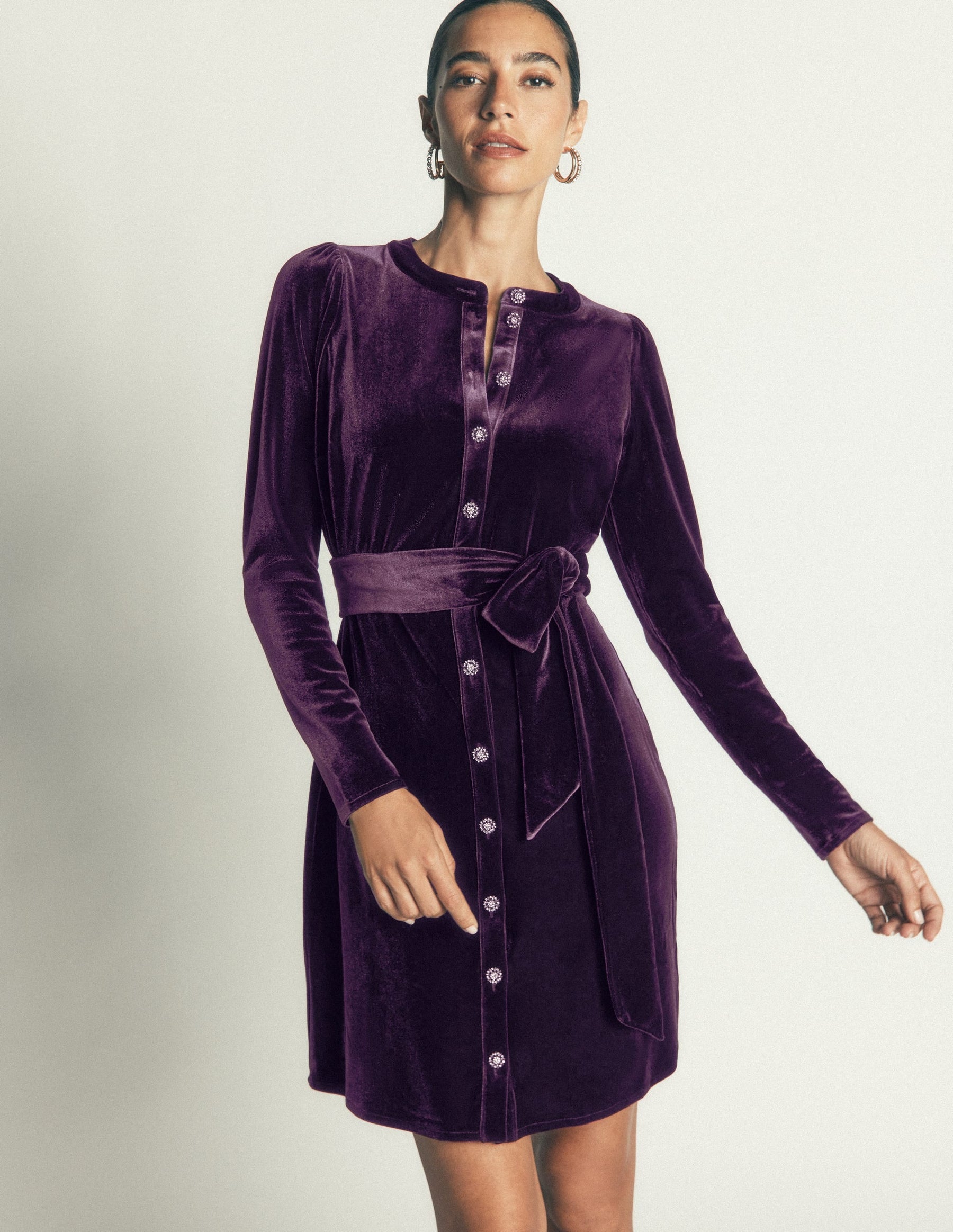 Honor Short Velvet Dress-Nightshade