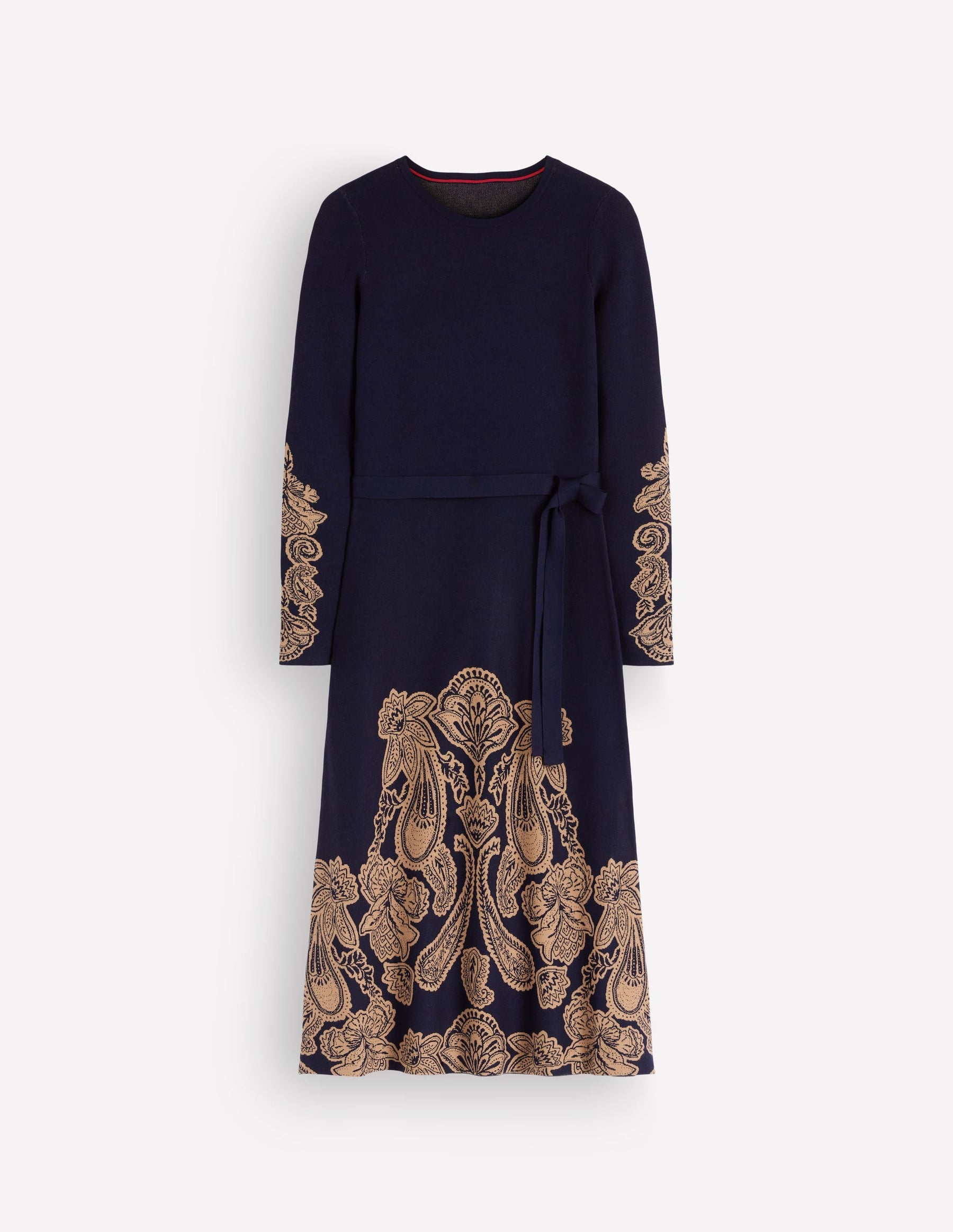 Crew Midi Jacquard Dress-Navy Placement