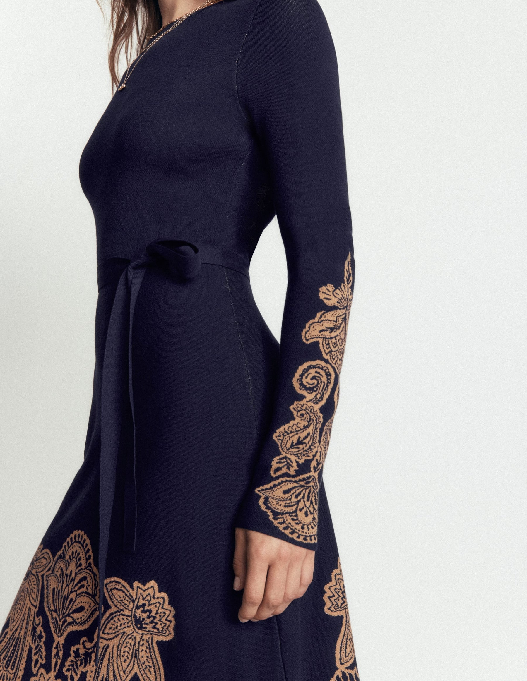 Crew Midi Jacquard Dress-Navy Placement