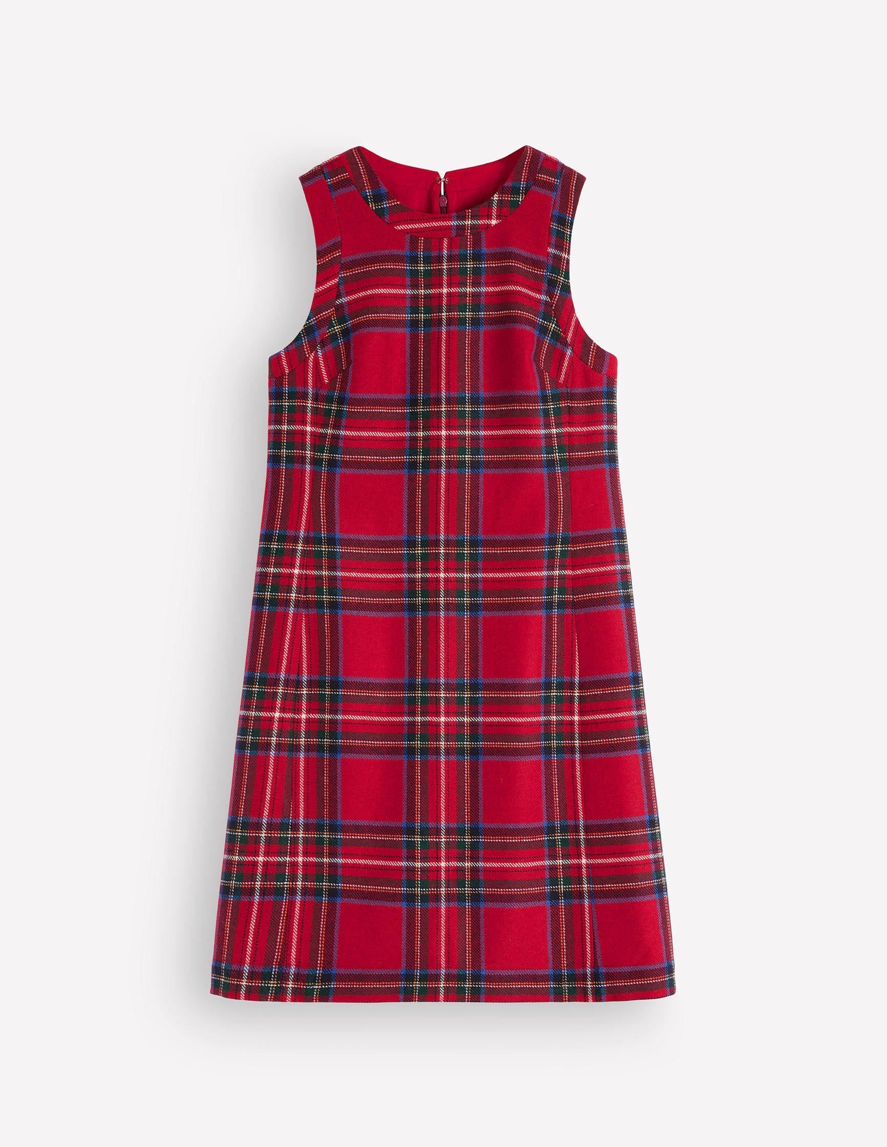 Lou Wool Check Shift Dress-Red, Blue and Green Check