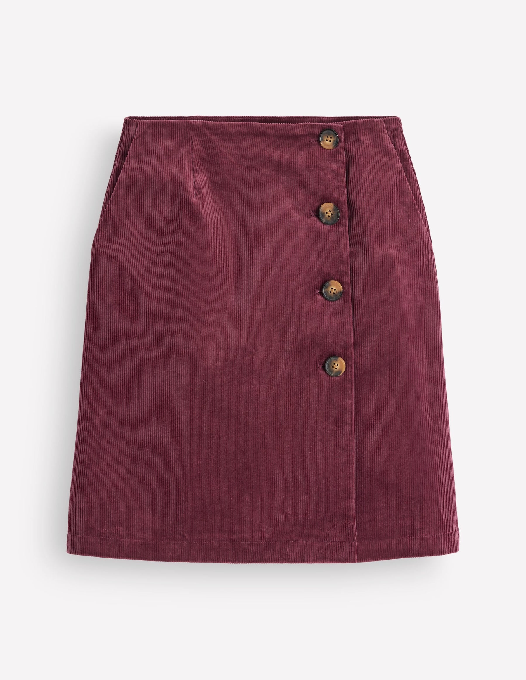 Evelyn Button Cord Wrap Skirt-Dark Crimson