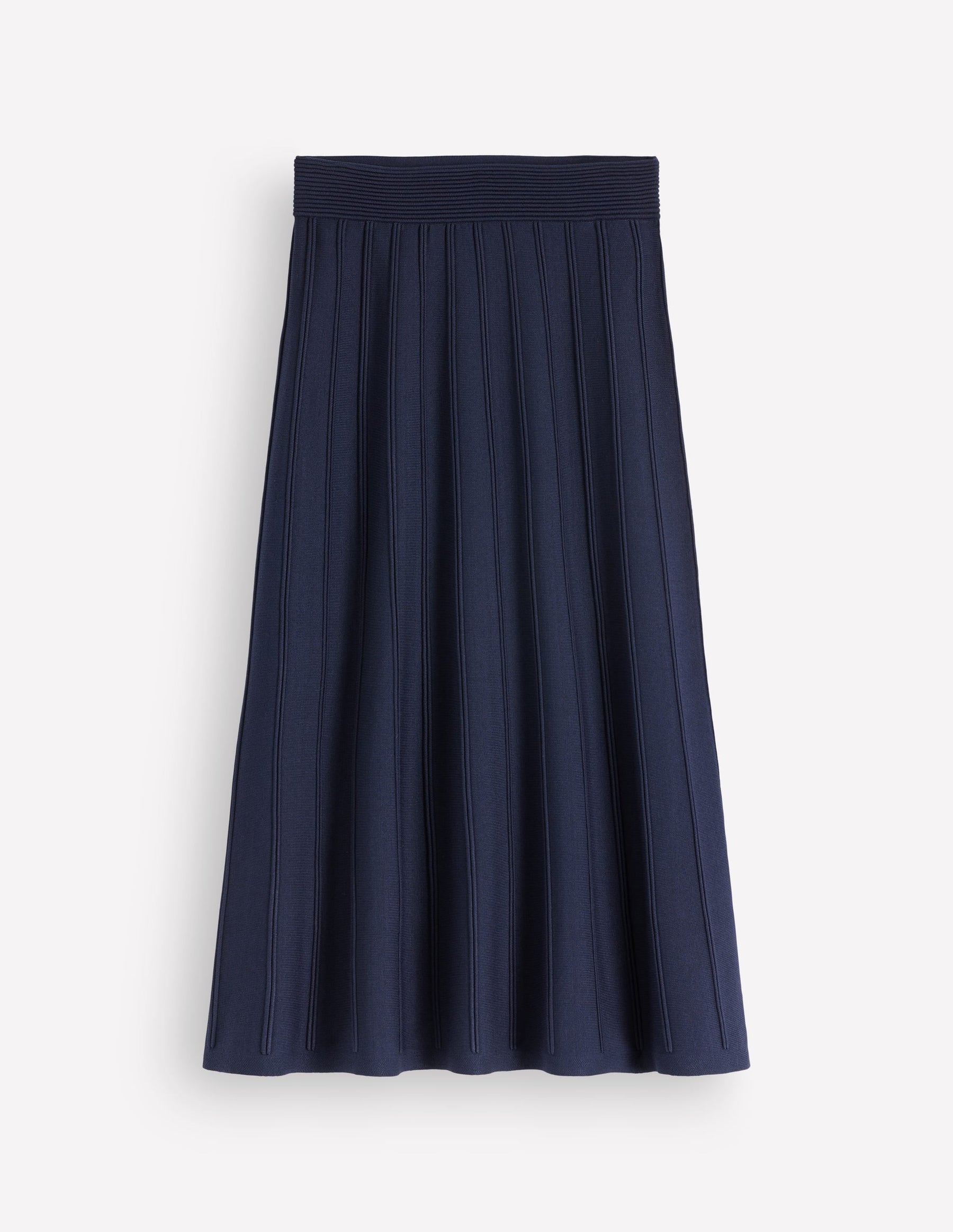 Ottoman Knitted Midi Skirt-Navy