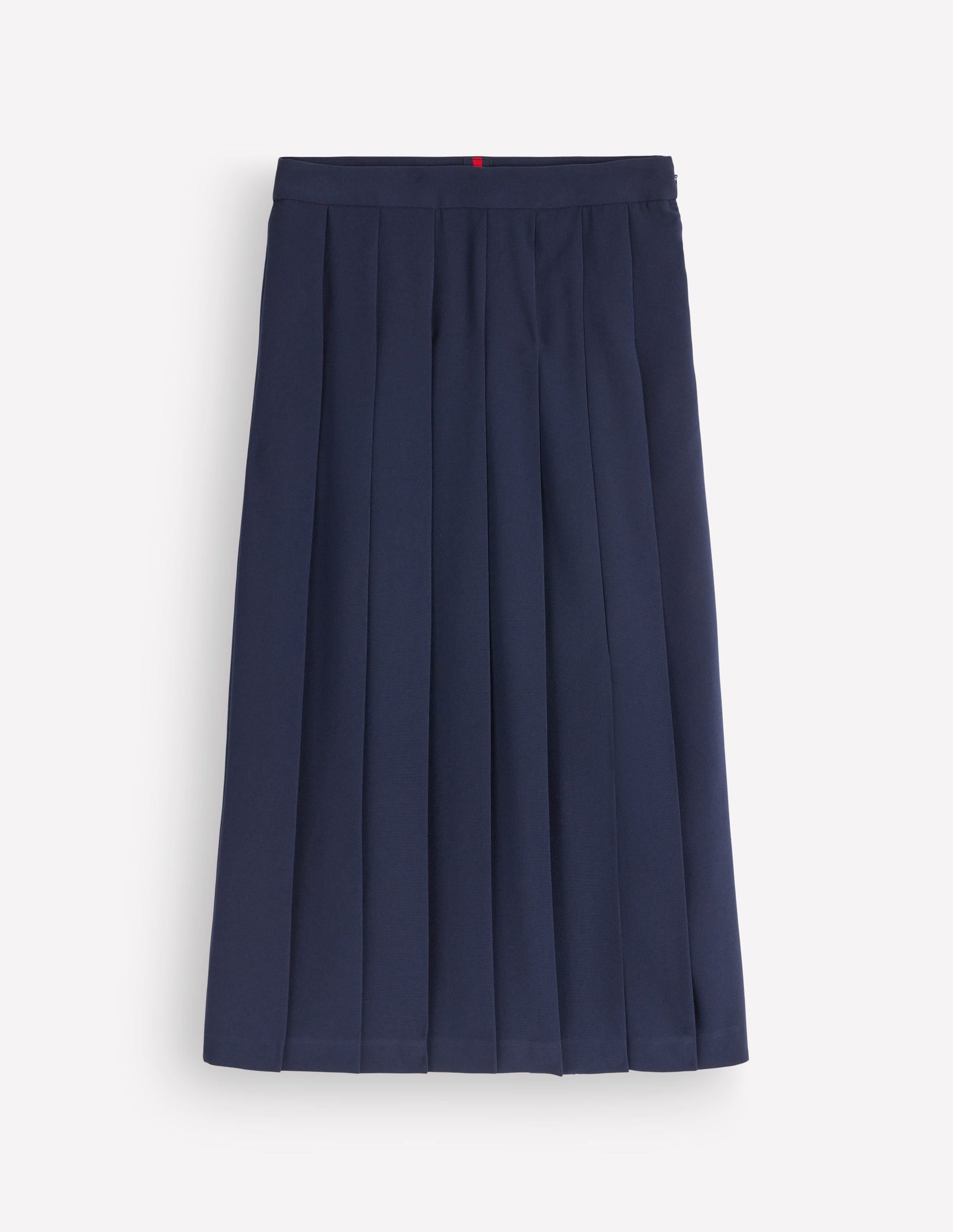 Pleat Side Split Midi Skirt-Navy