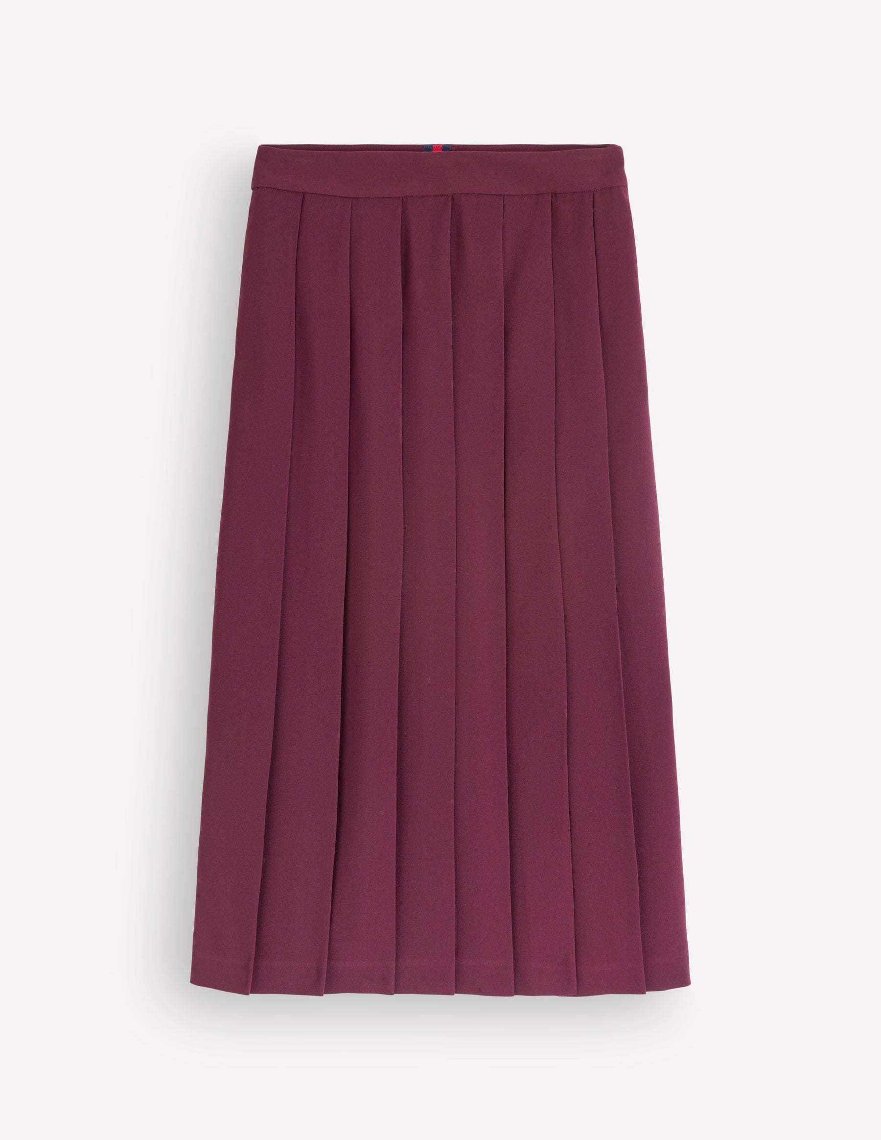 Pleat Side Split Midi Skirt-Dark Cherry