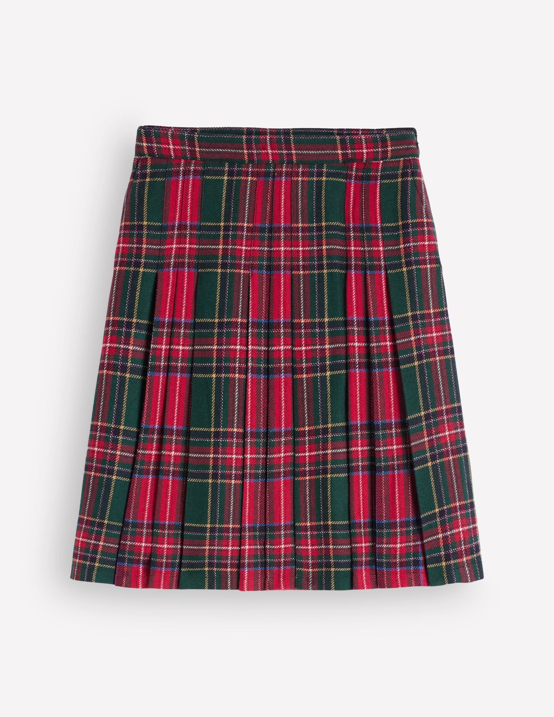 Multi Panel Wool Blend Skirt-RED/GREEN CHECK HOTCH