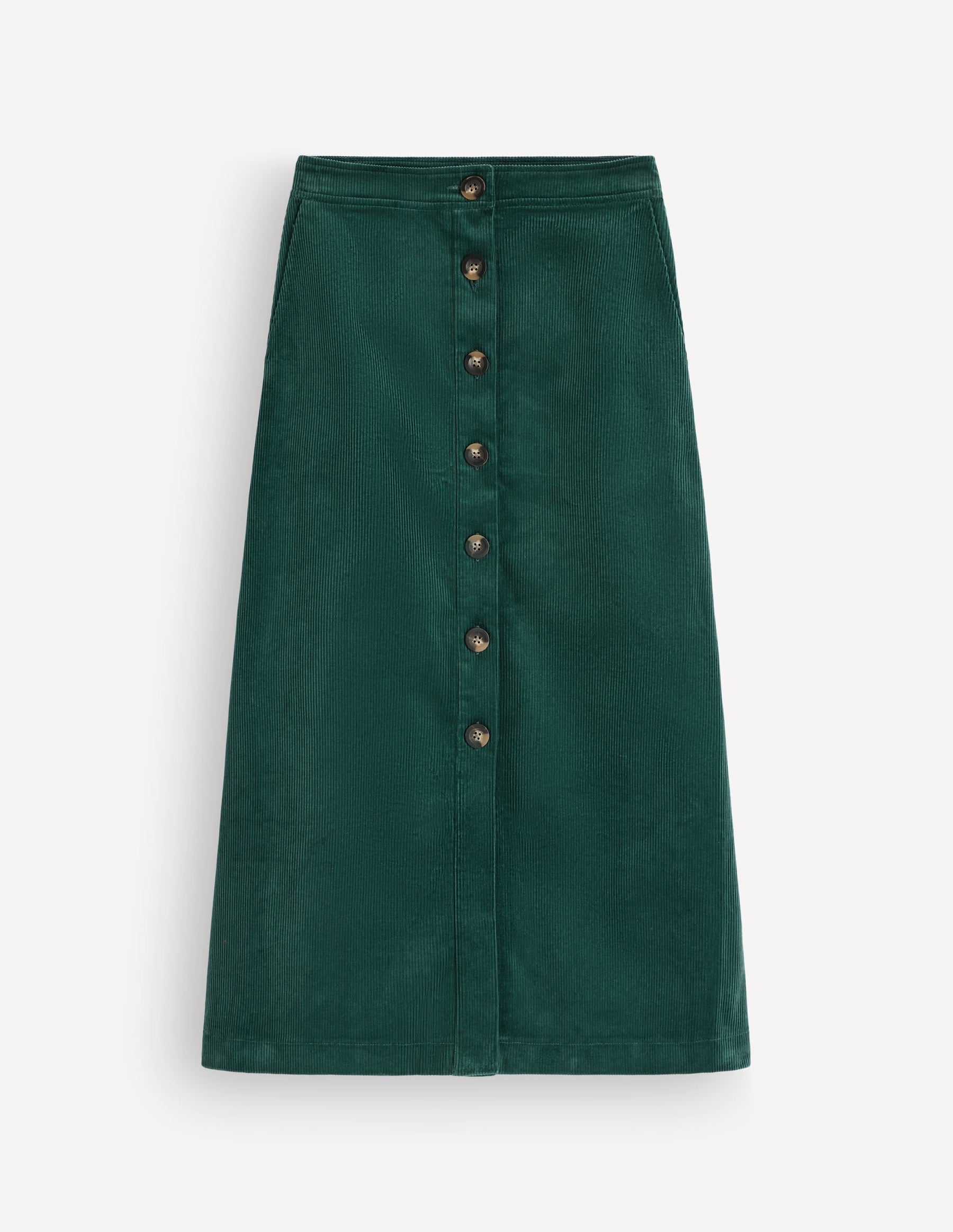 Val Button Cord Midi Skirt-Midnight Teal