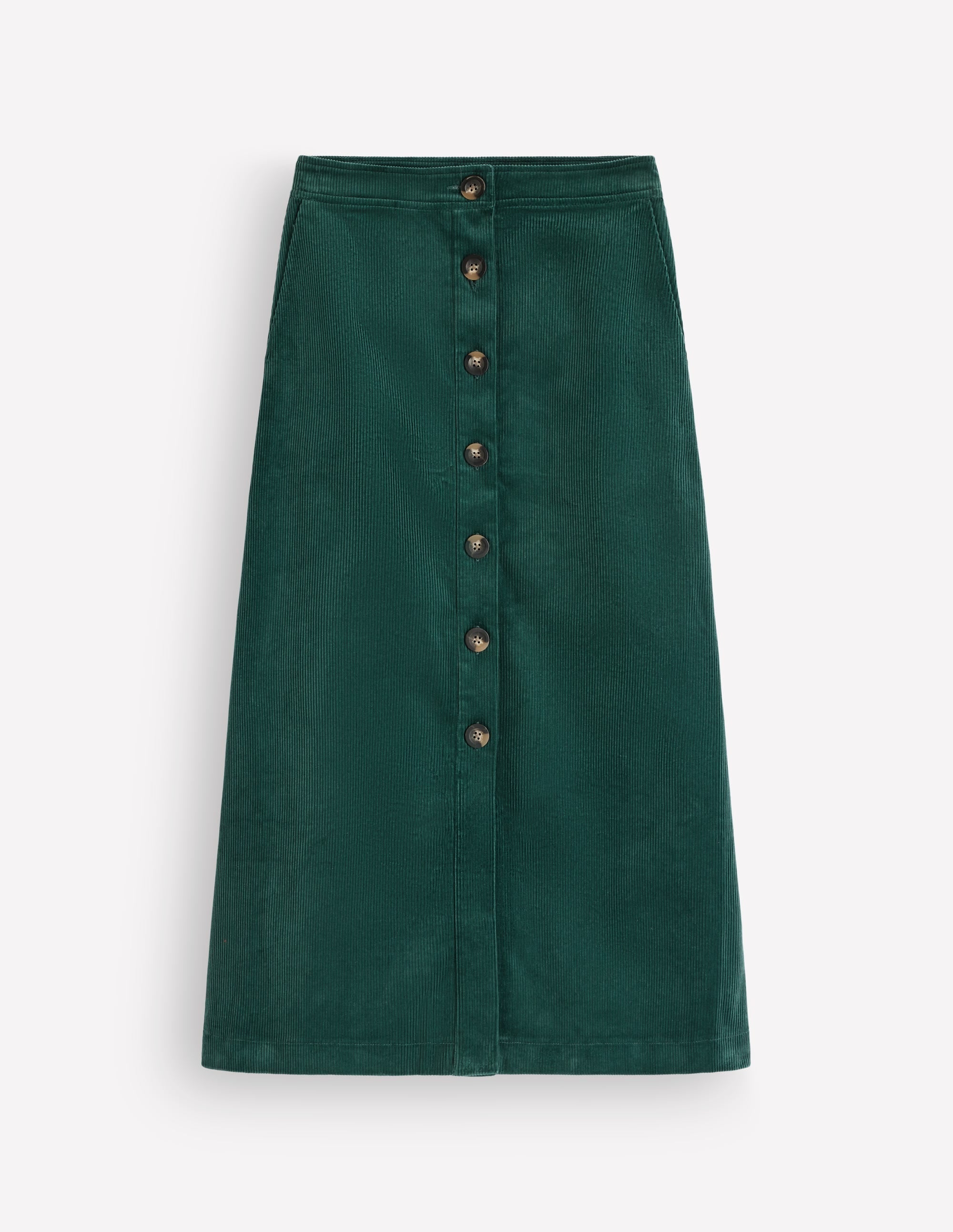 Val Button Cord Midi Skirt-Midnight Teal