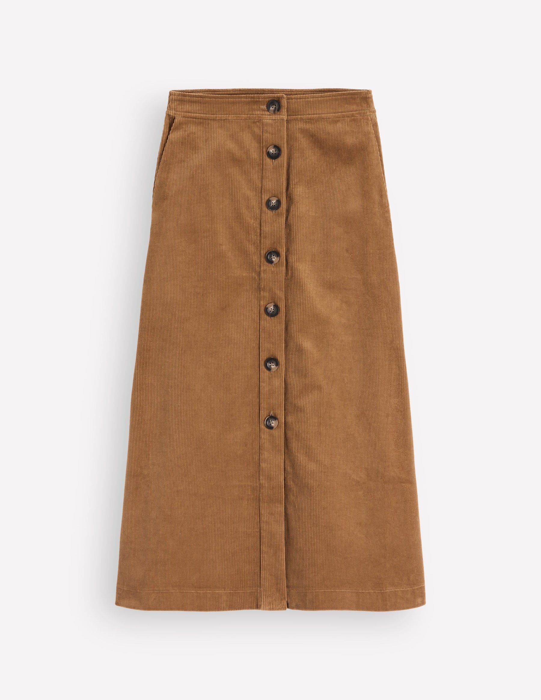 Val Button Cord Midi Skirt-Gingerbread