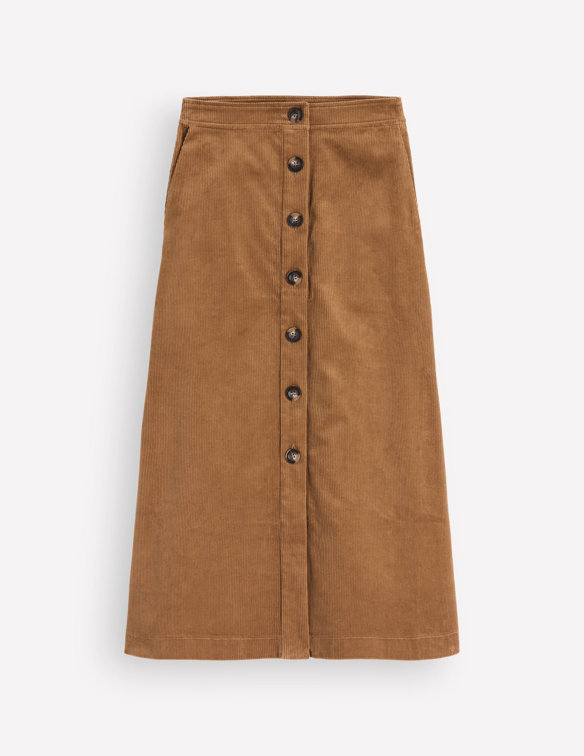 Val Button Cord Midi Skirt-Gingerbread
