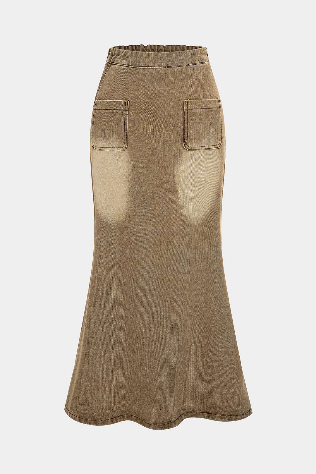 Denim Pocket Zipper Slit Mermaid Skirt