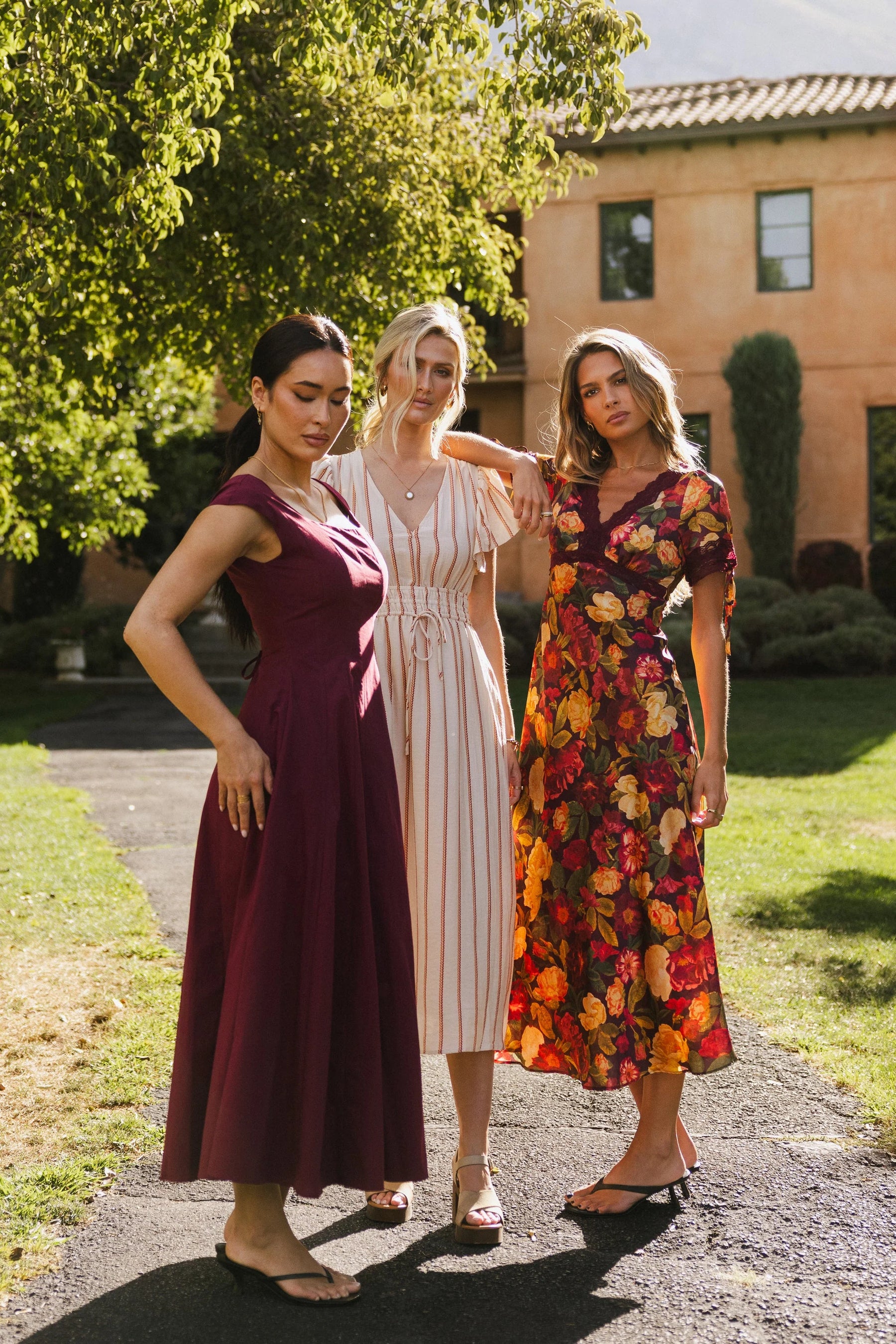 Colin Midi Dress in Burgundy