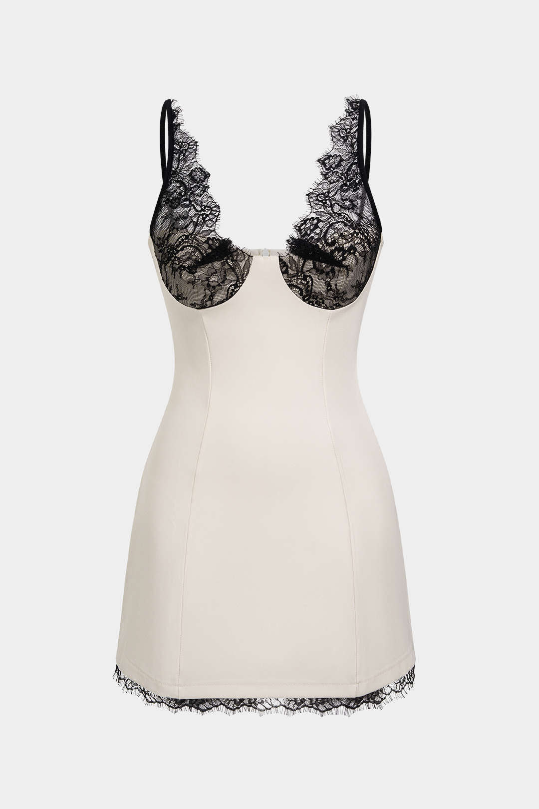 Lace Patchwork V-Neck Slip Sleeveless Mini Dress