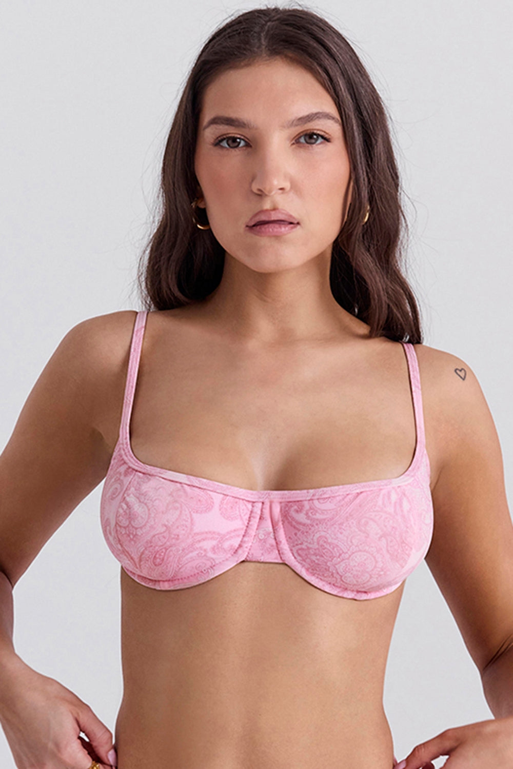 pink paisley underwired bikini top