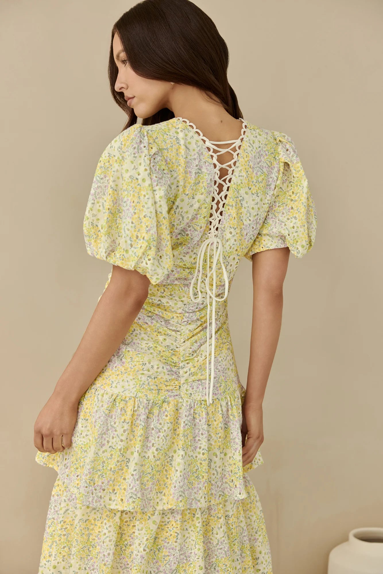 Corinna Tiered Maxi Dress Lemon