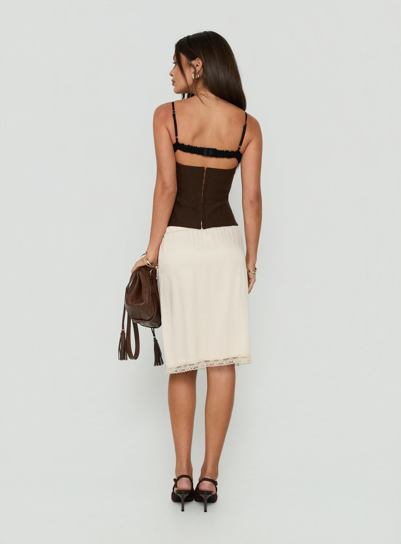 Bella Lace Trim Midi Skirt Butter