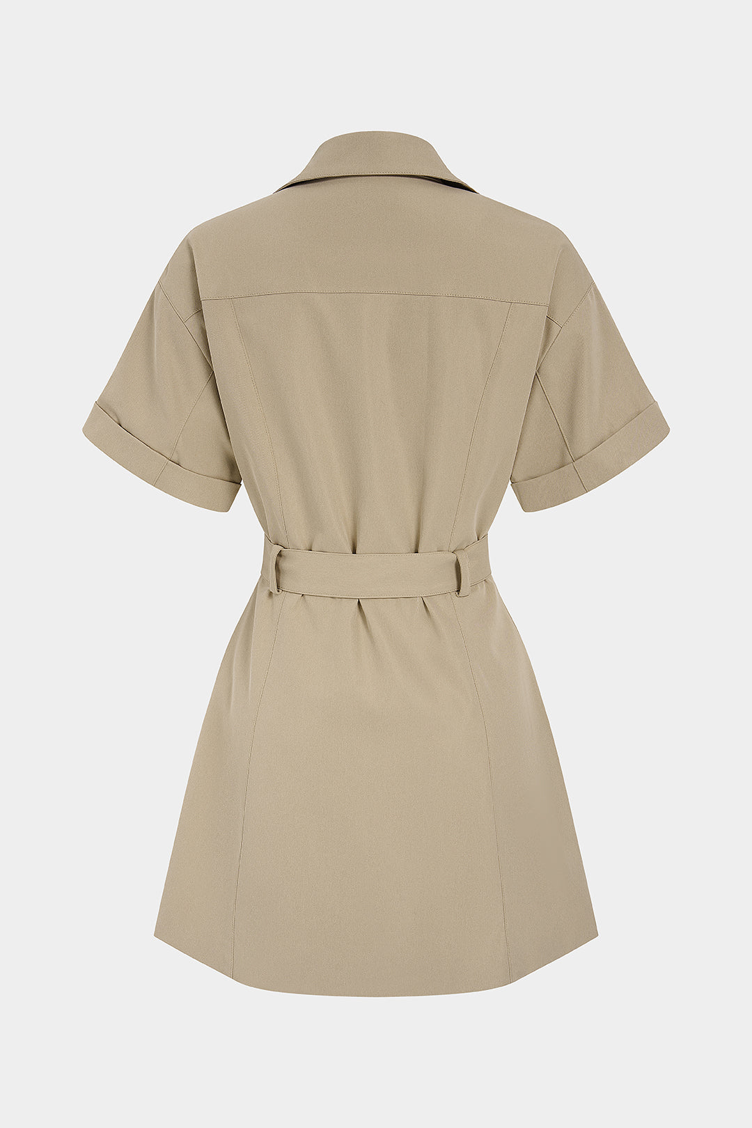 Metallic Belted Pocket Short Sleeve Mini Dress