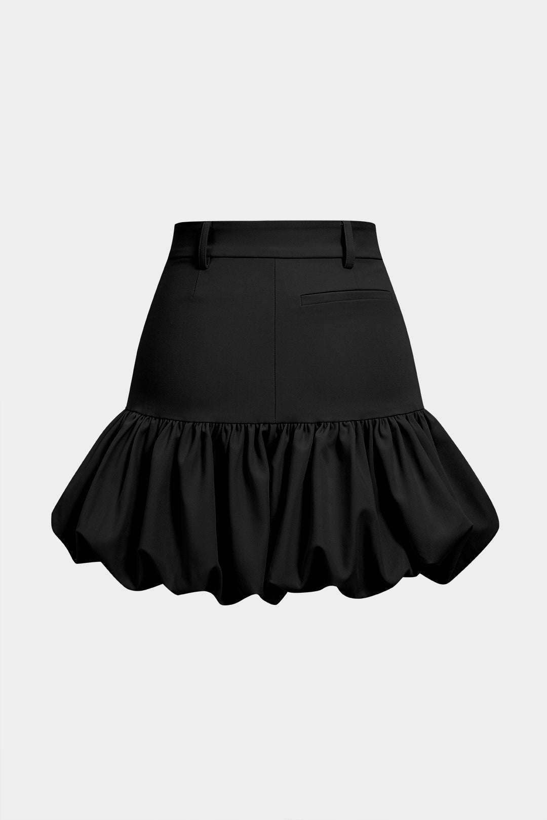 High Waist Ruched Puff Hem Mini Skirt