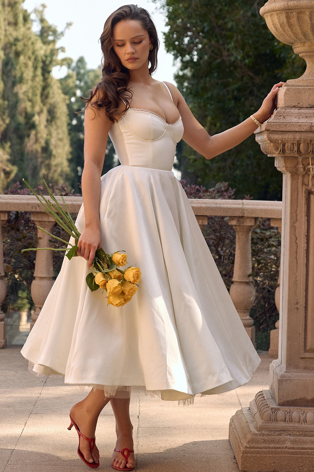white tulle midi dress