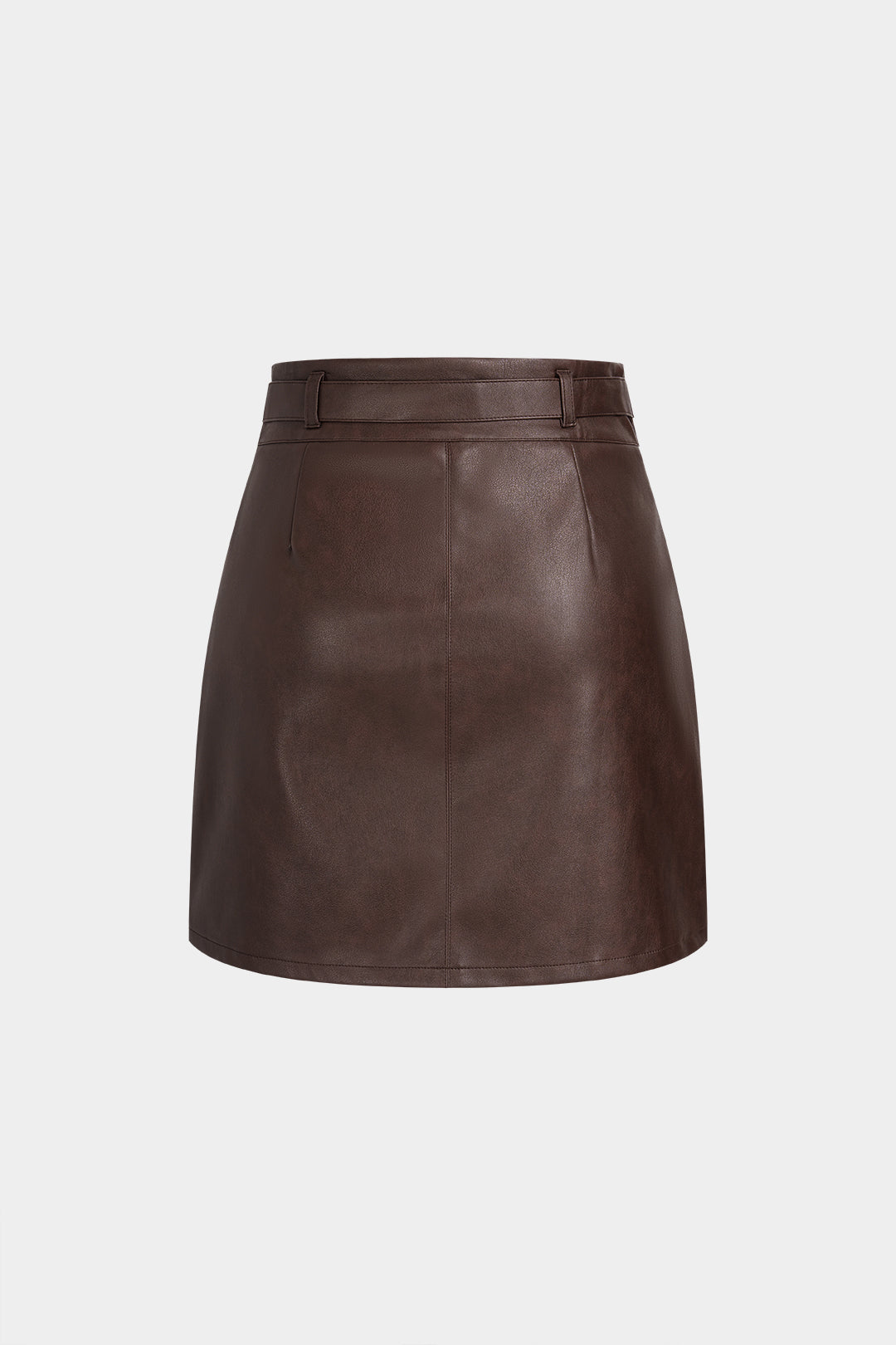 Faux Leather Belted Mini Skirt