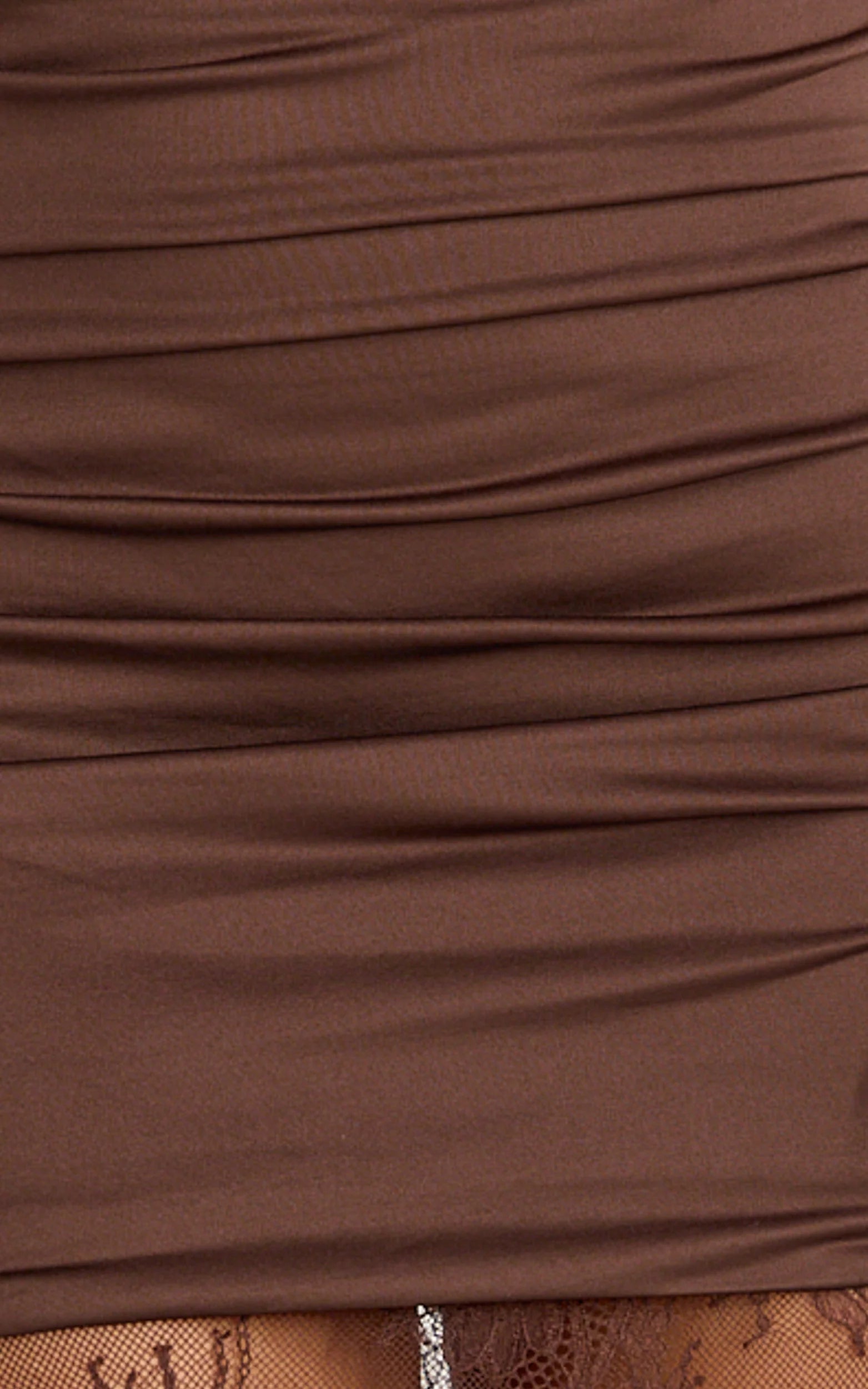 Lara Maxi Dress - One Shoulder Lace Contrast Dress in Chocolate