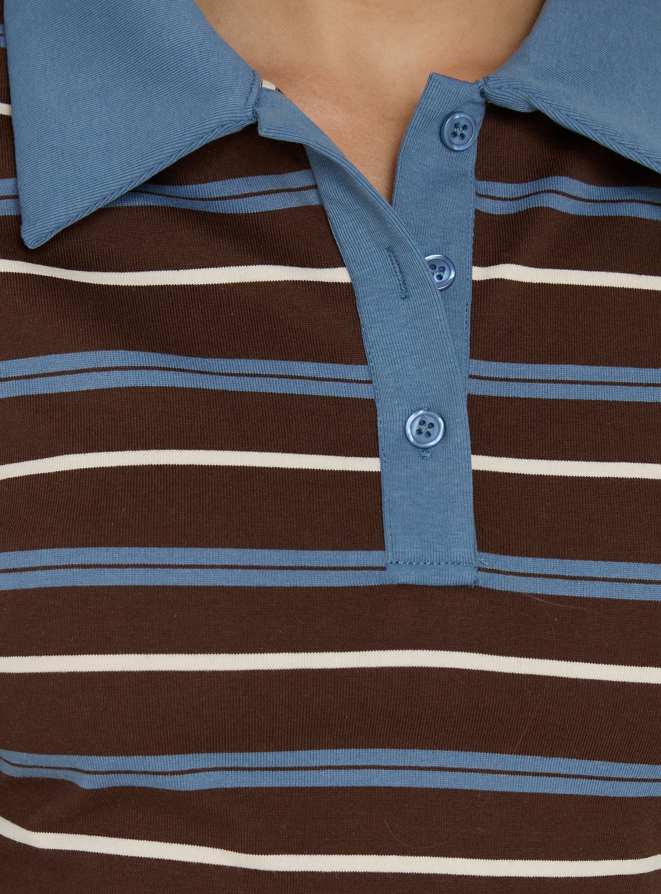Klare Polo V Neck Mini Dress Chocolate Stripe