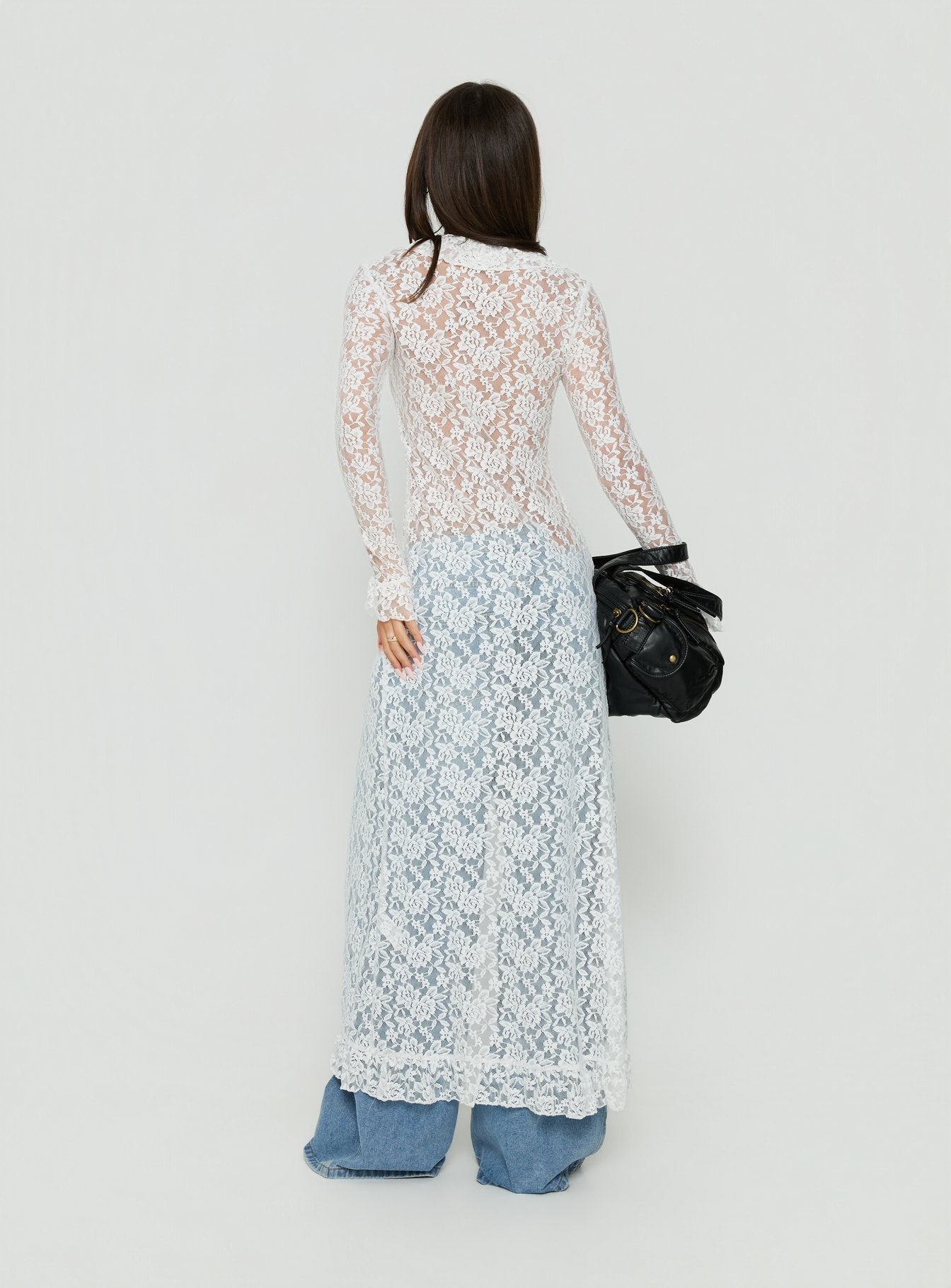 Long Nights Long Sleeve Lace Maxi Dress Moonlight