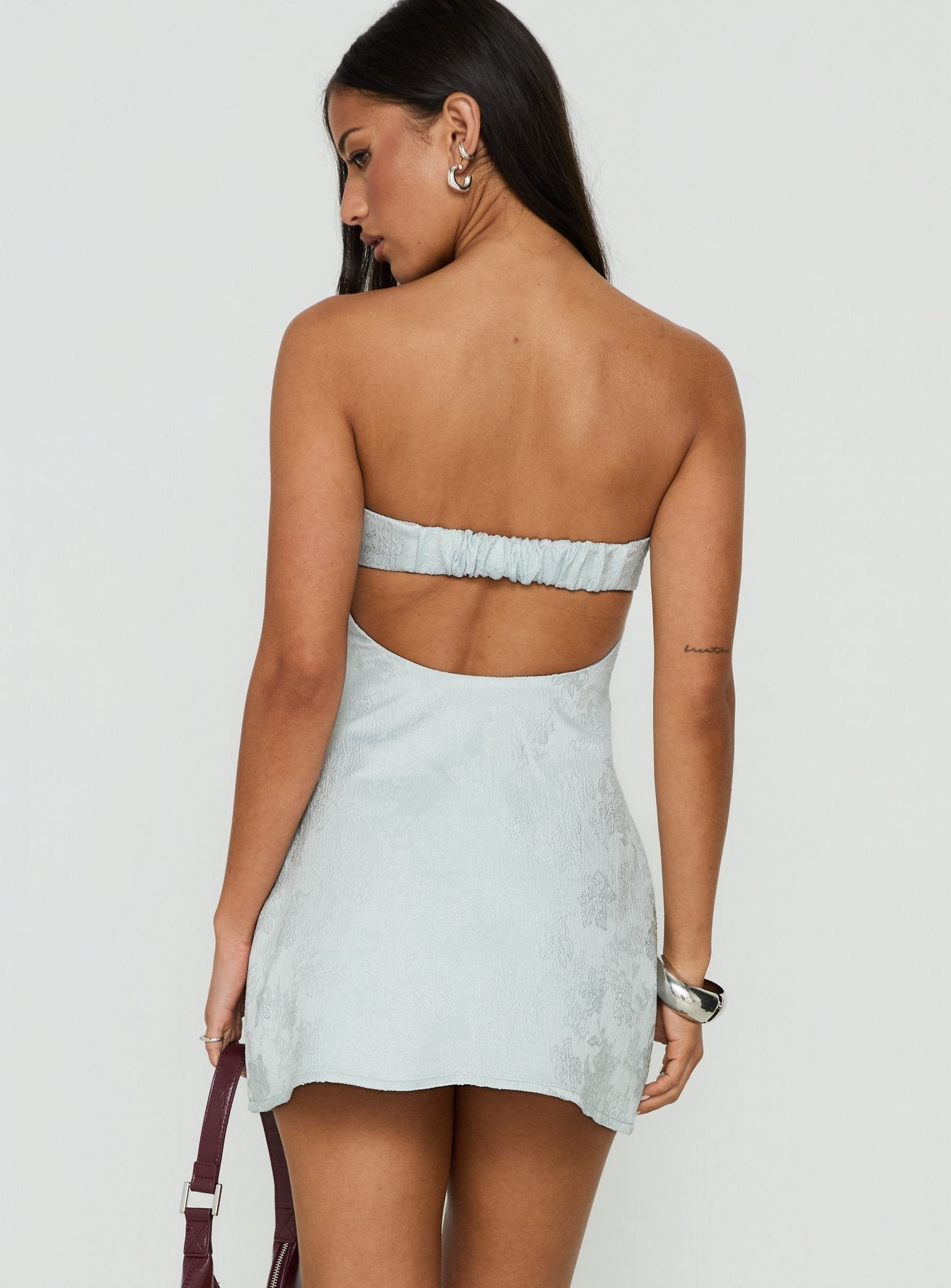 Dakhoda Strapless Mini Dress Light Blue