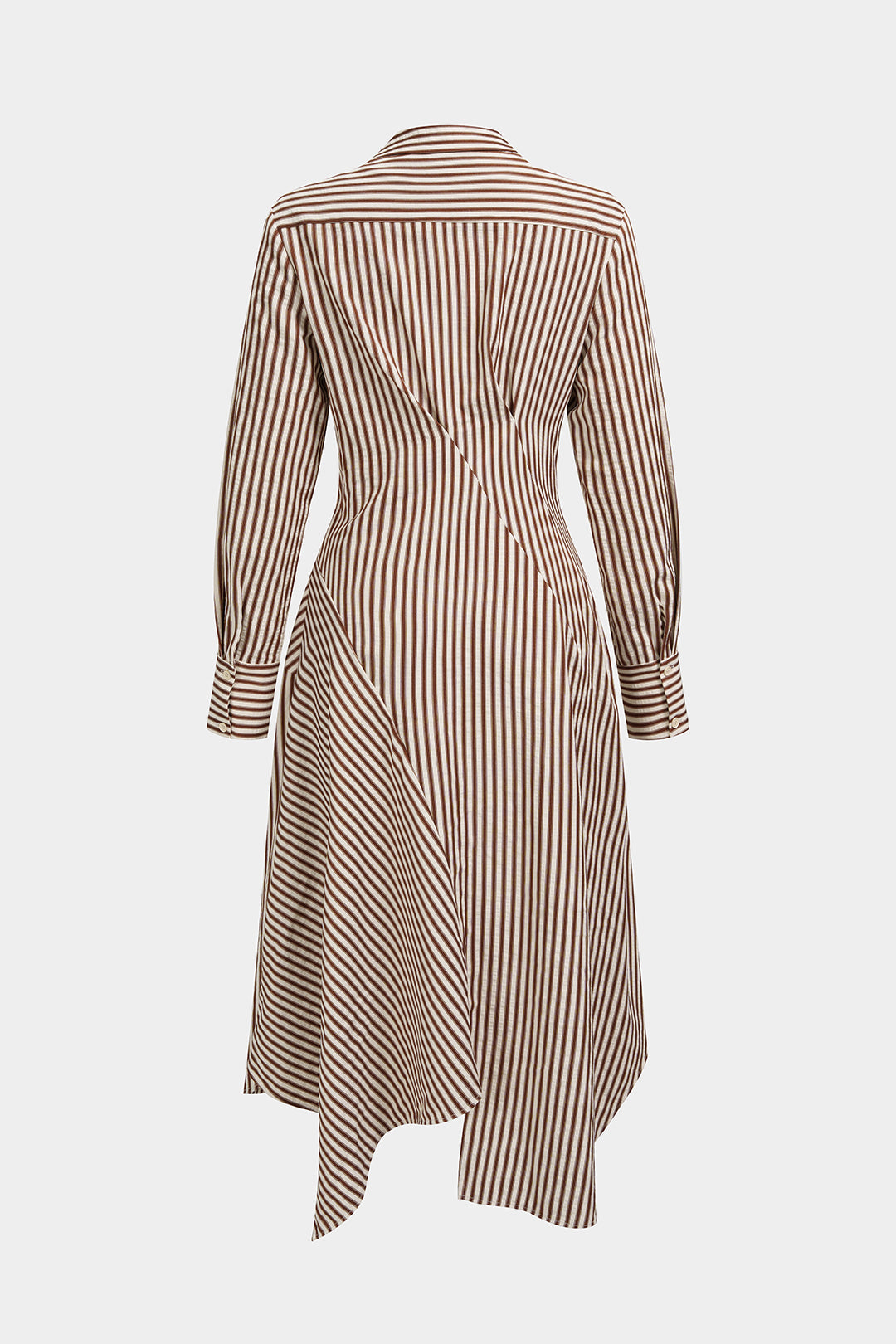 Stripes Print Asymmetrical Long Sleeve Midi Dress