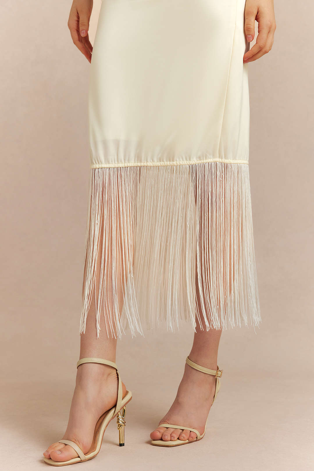 Solid Fringe Hem Skirt