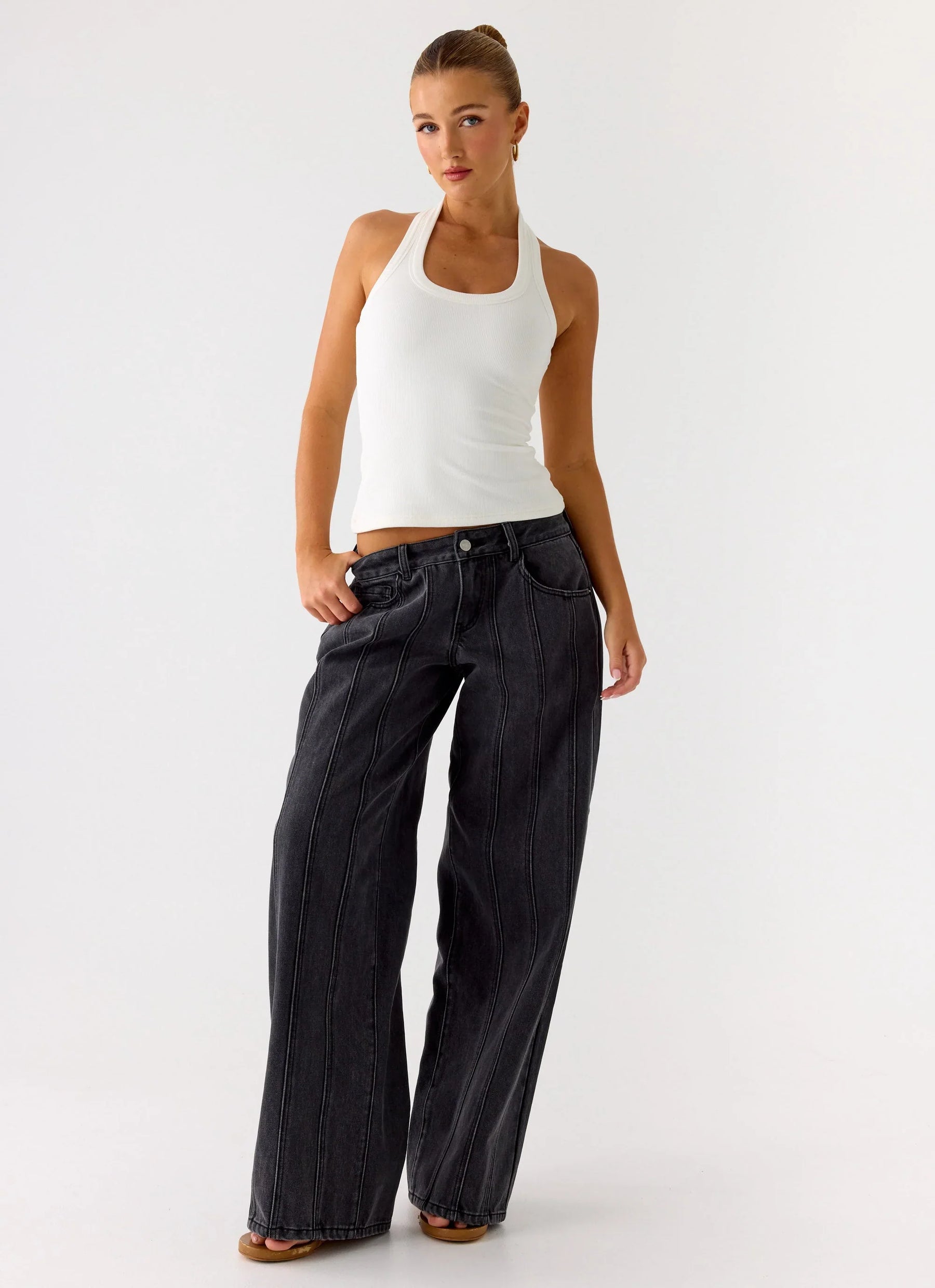 Nauton Ribbed Halter Top - White