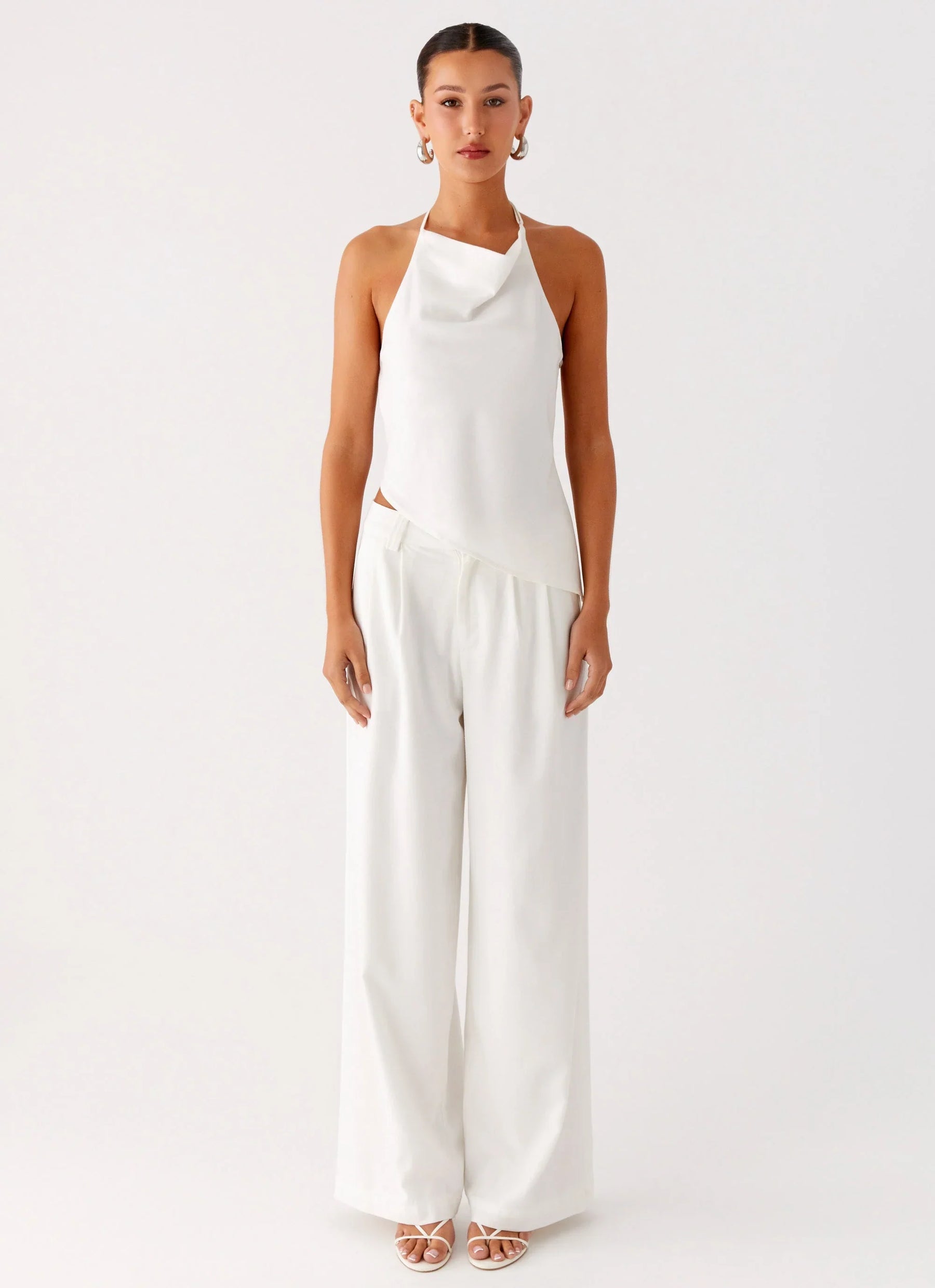 Delong Low Rise Linen Pants - White