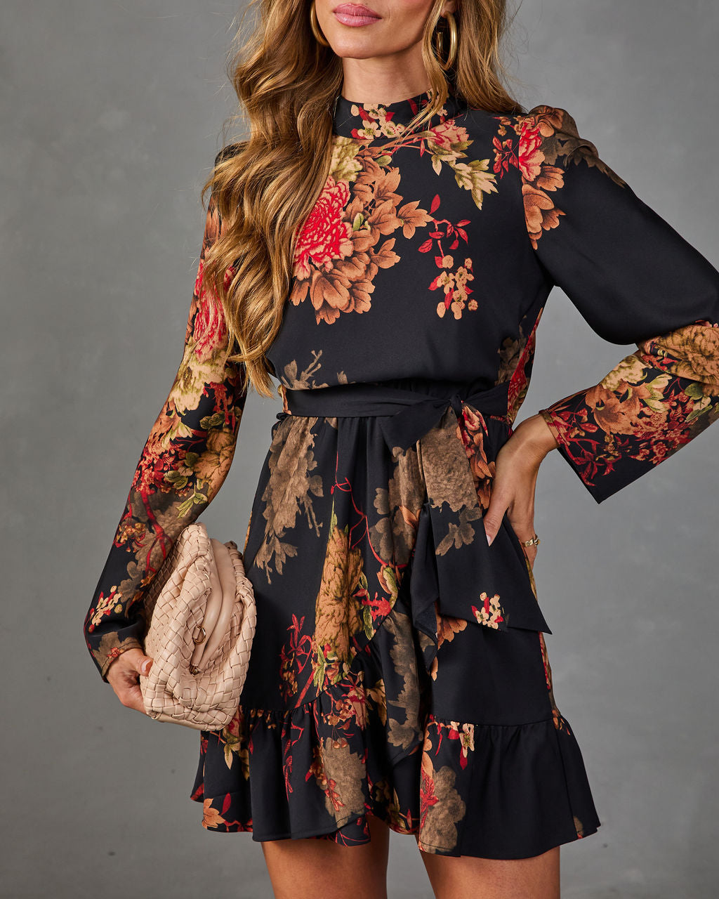 Afternoon Calling Floral Waist Tie Mini Dress