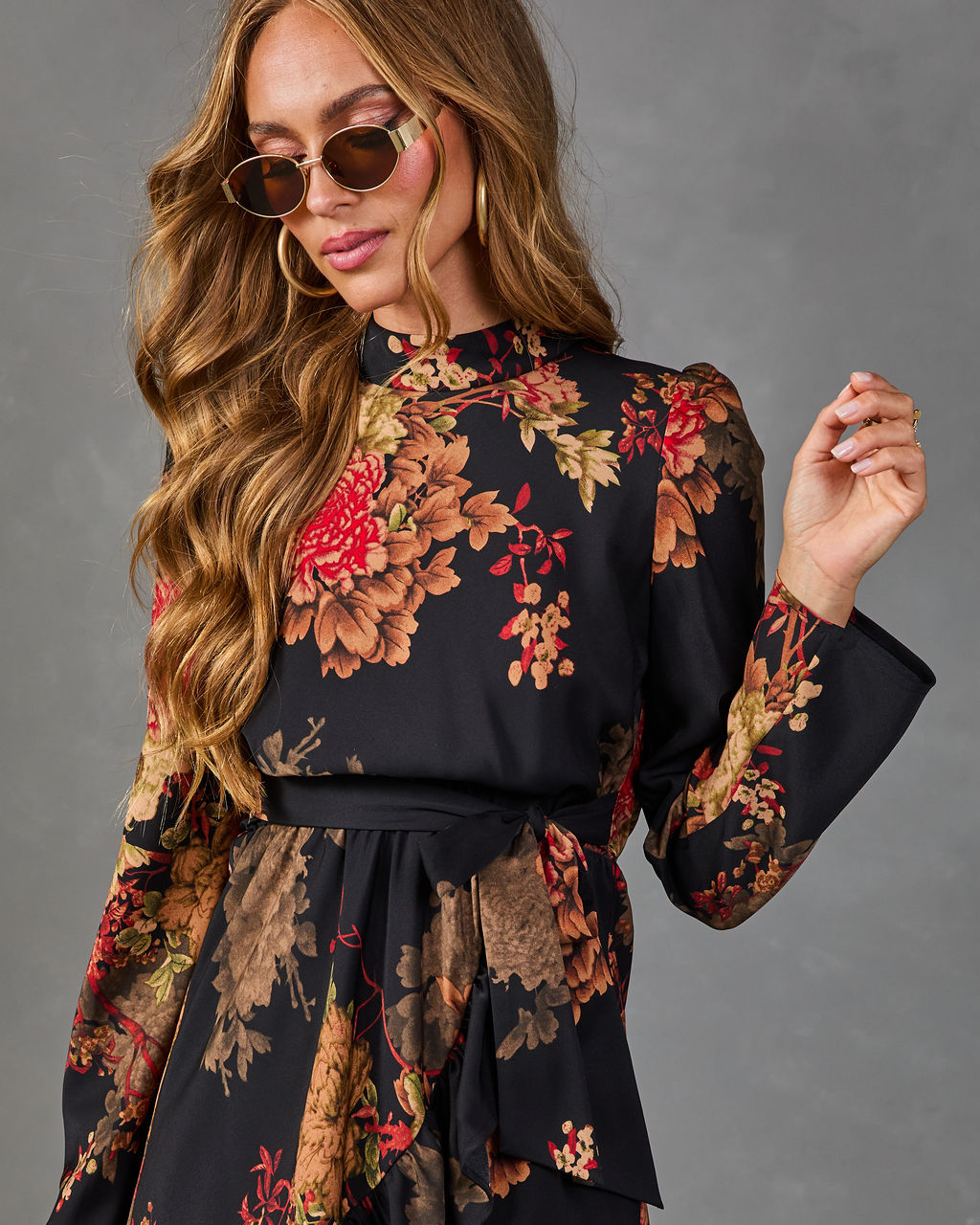 Afternoon Calling Floral Waist Tie Mini Dress