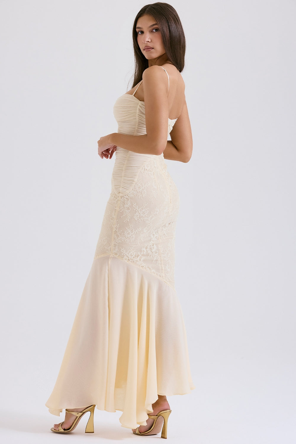 vanilla chiffon & lace gown