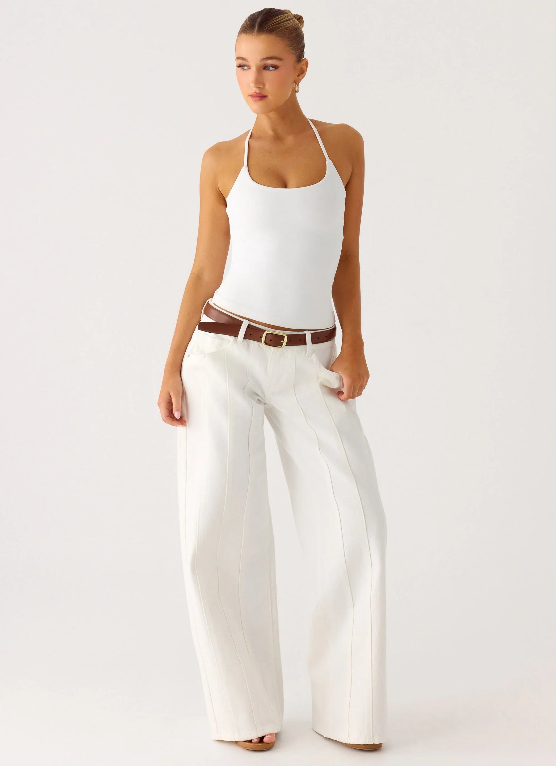 Johnny Low Rise Wide Leg Denim Jeans - White