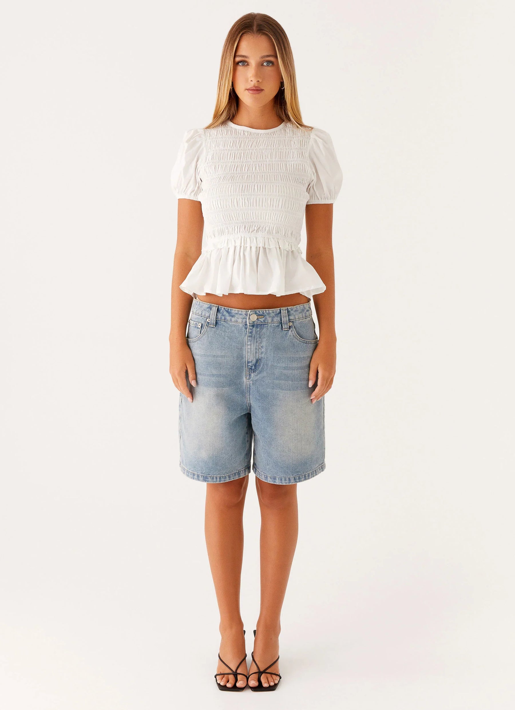 Izzy Shirred Top - White