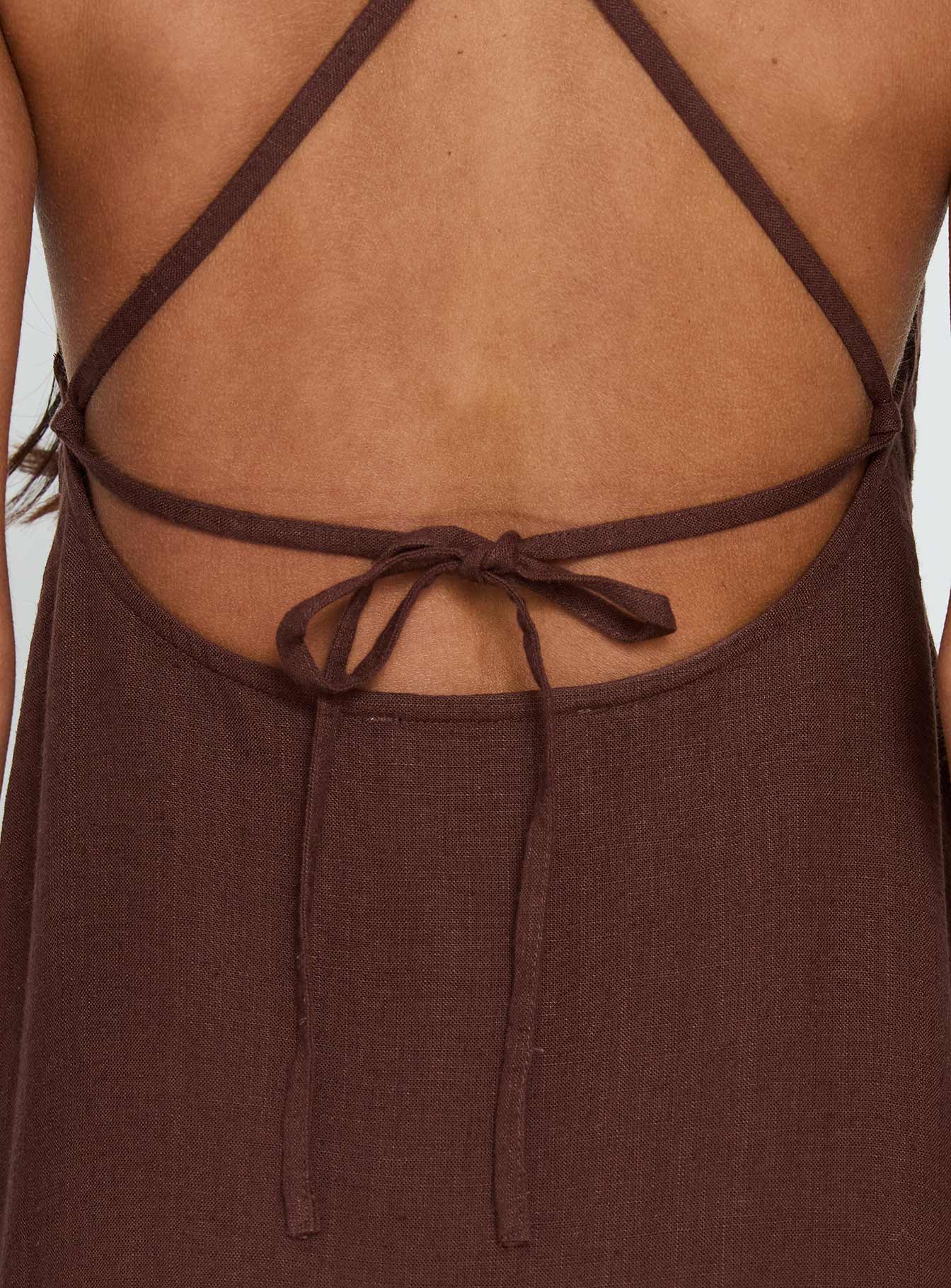 Solie Tie Back Maxi Dress Chocolate Petite