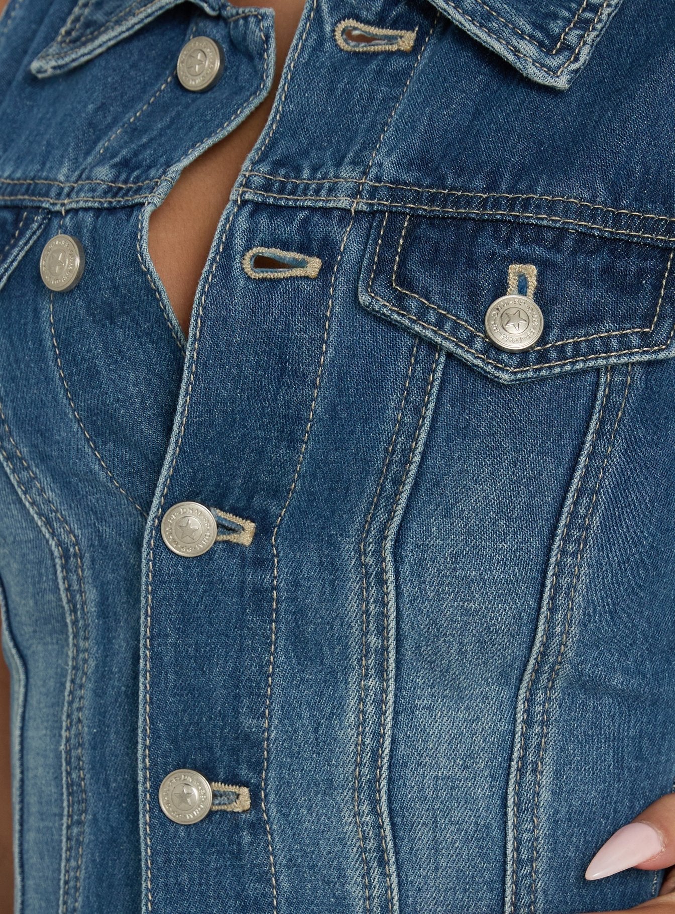 Divinitee Denim Button Down Mini Dress Blue