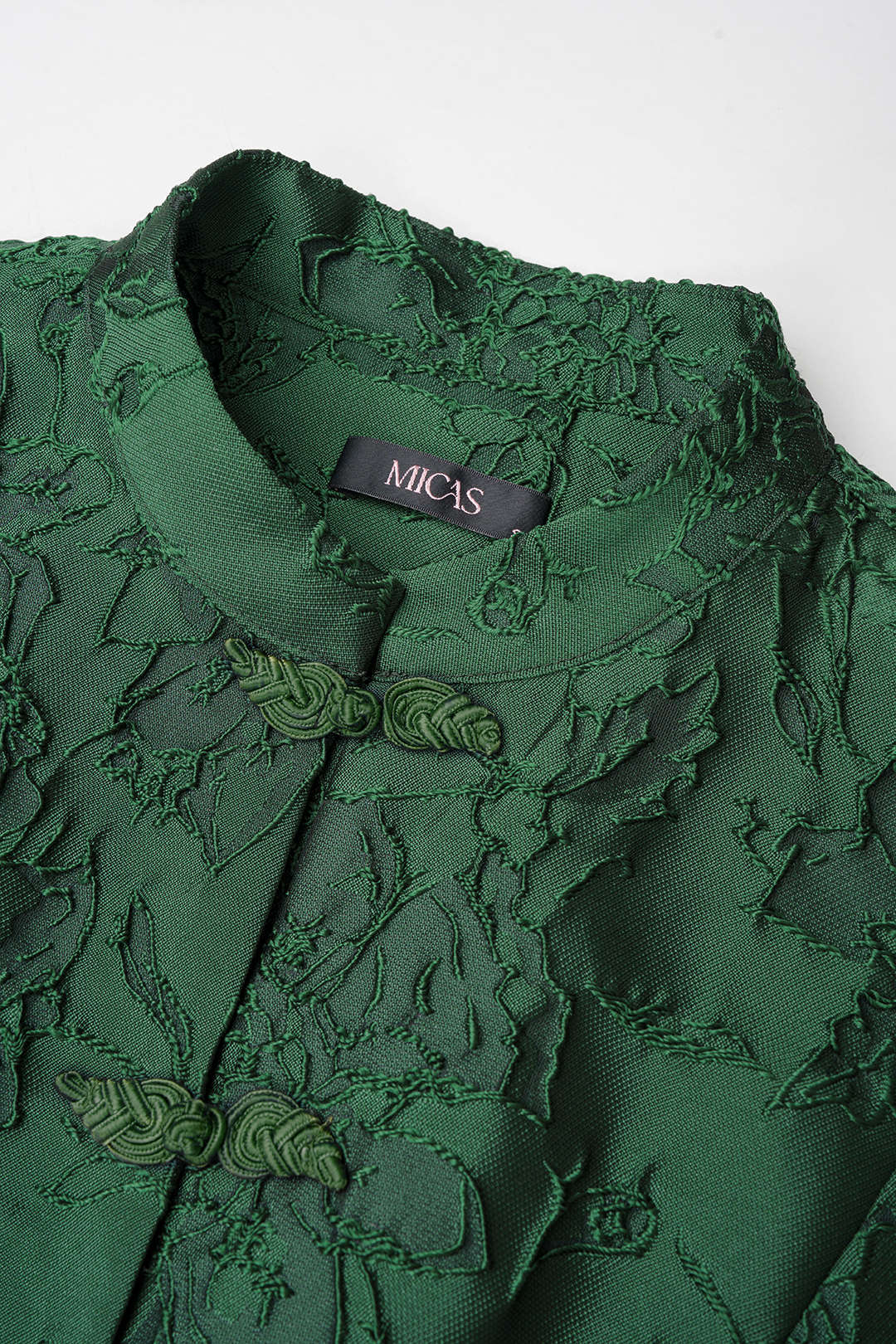 Jacquard Frog Button Sleeveless Mini Dress