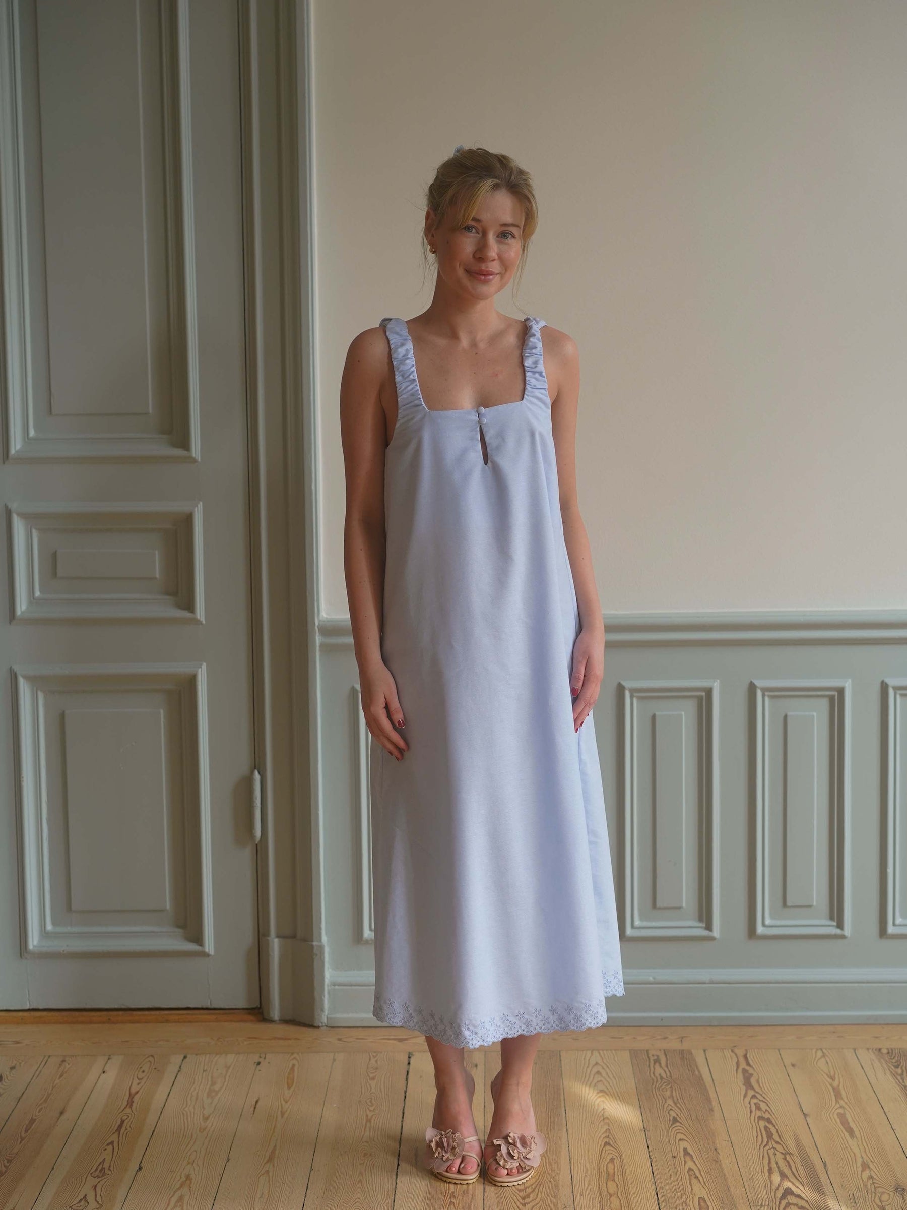 Breezy Embroidered Dress Blue