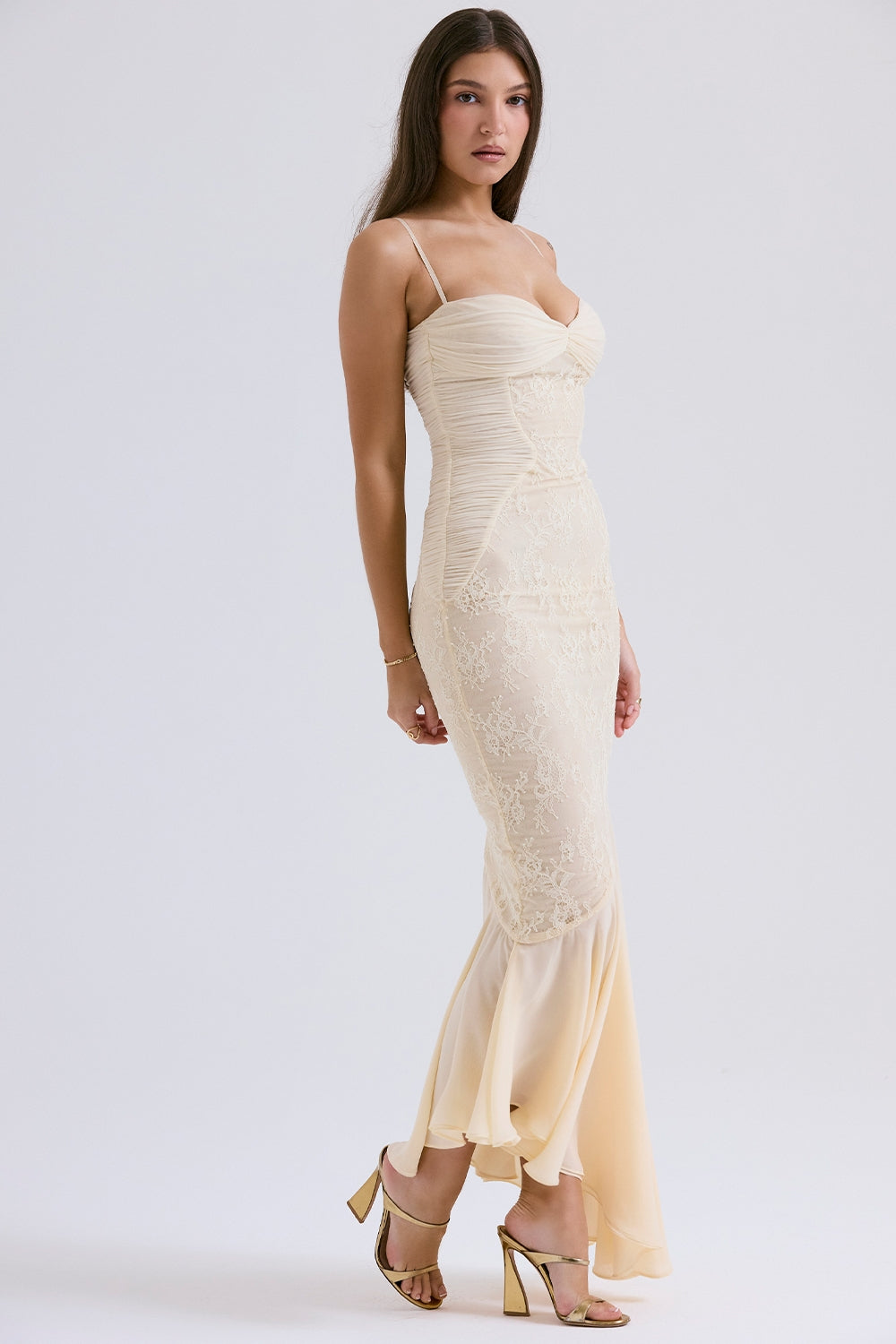 vanilla chiffon & lace gown