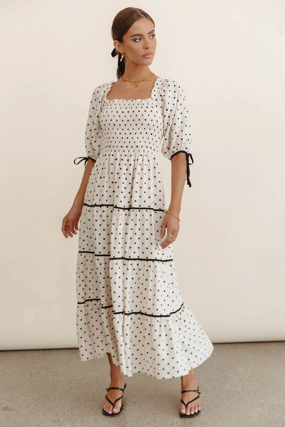 Hunter Smocked Polka Dot Dress