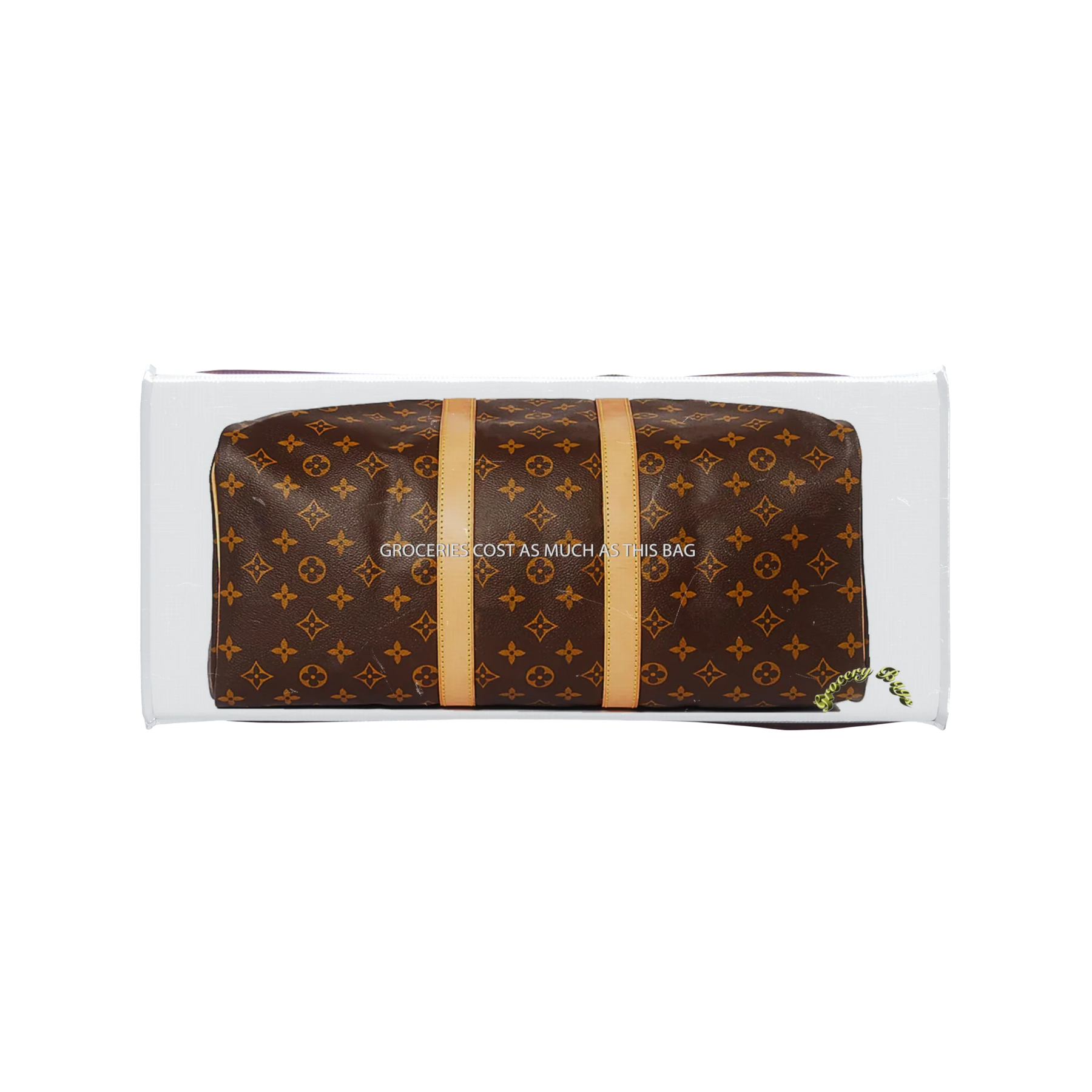Tita Elvie Duffle Grocery Bag, Brown Canvas, Large