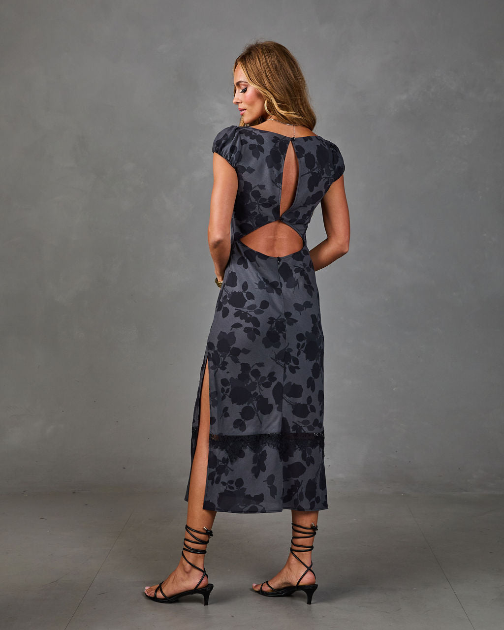 Nightly Bloom Floral Lace Trim Maxi Dress